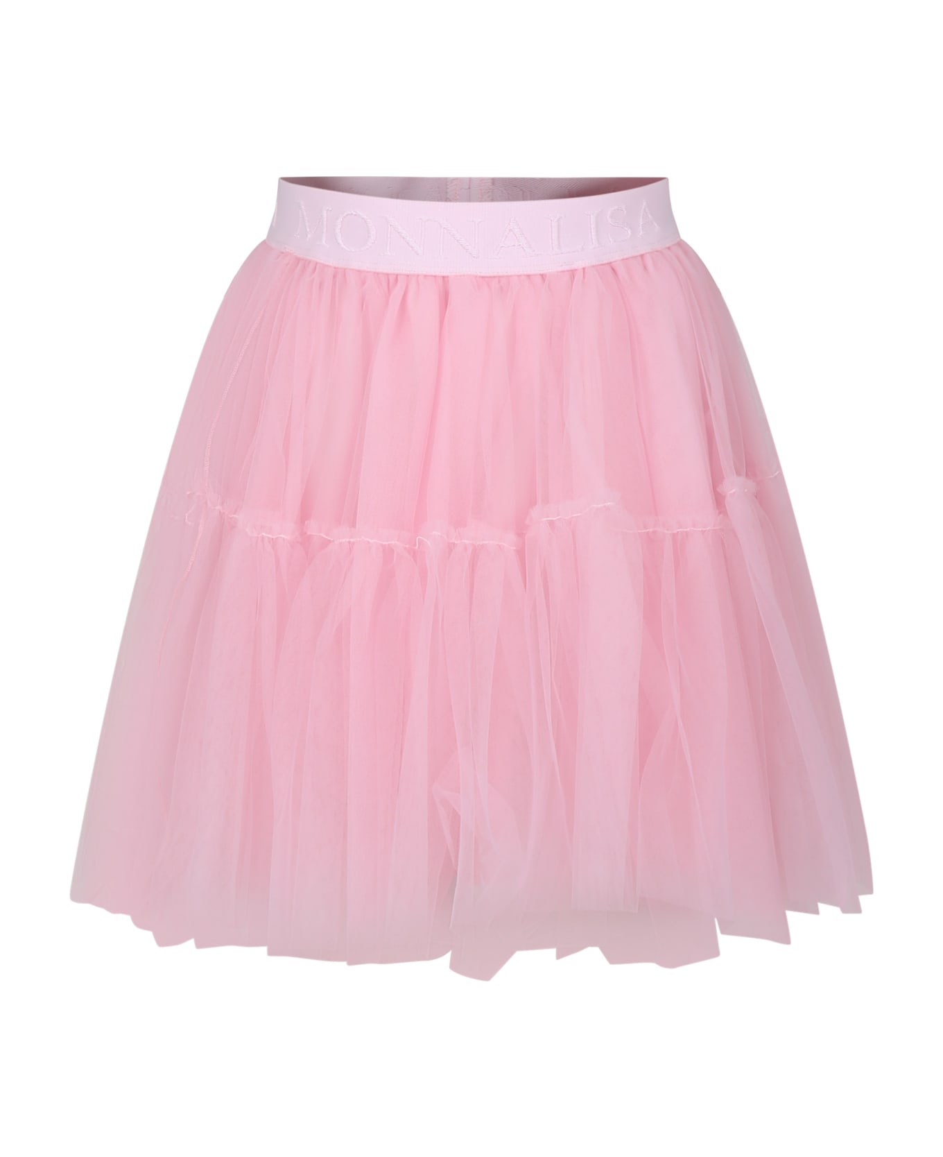 Monnalisa Pink Elegant Tulle Skirt For Girl - Pink ボトムス