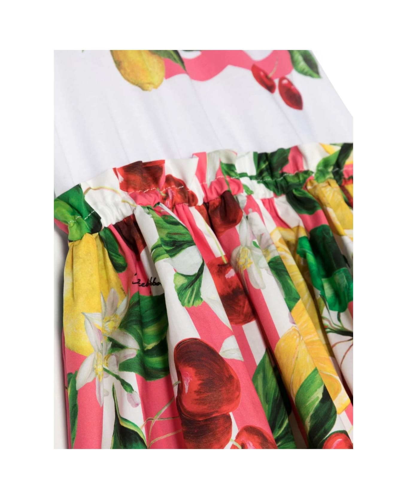 Dolce & Gabbana Jersey And Poplin Dress With Lemon And Cherry Print - White
