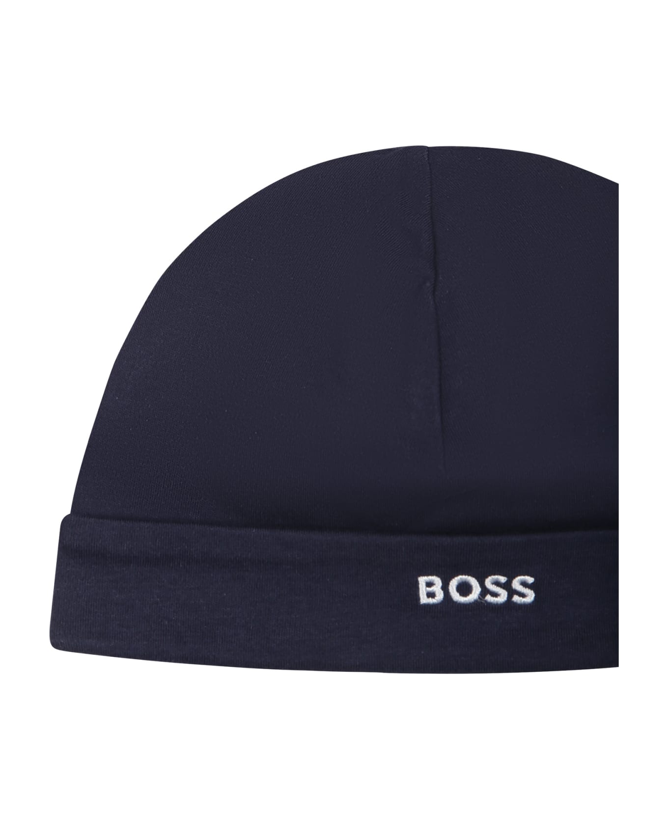 Hugo Boss Blue Hat For Baby Boy With Logo - Blue アクセサリー＆ギフト