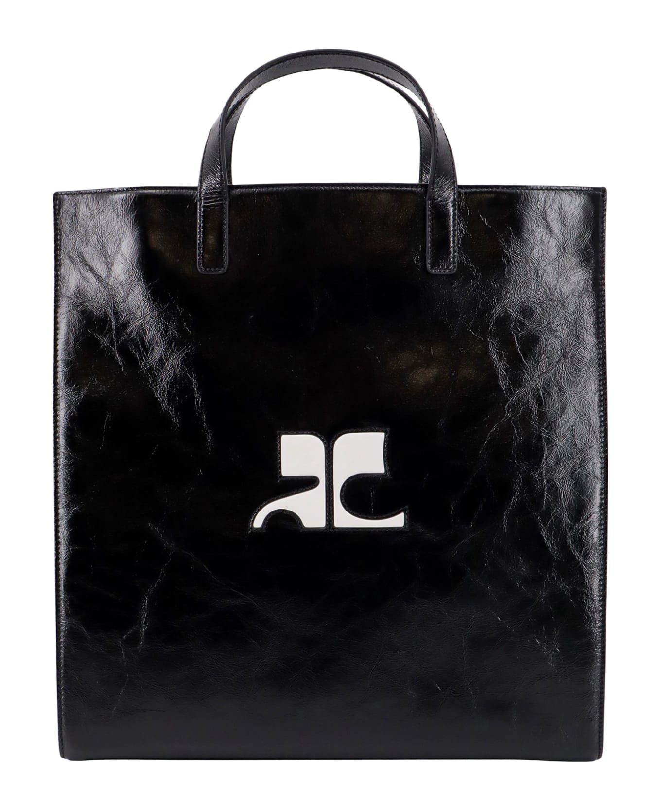 Courrèges Logo Detail Shopper Bag - Black トートバッグ