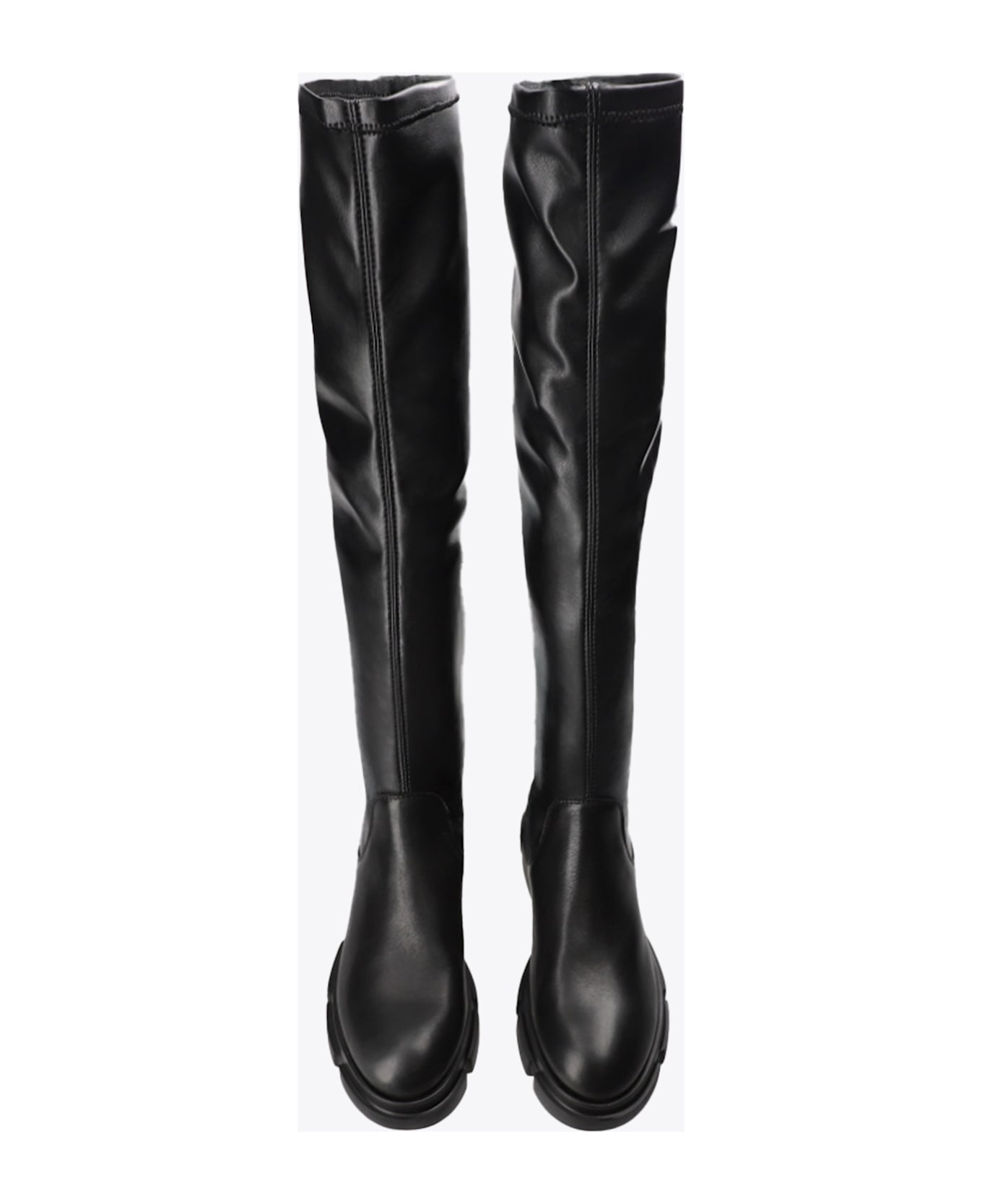 Copenhagen Woman Boot Black stretch leather slip-on knee-high boots - Nero