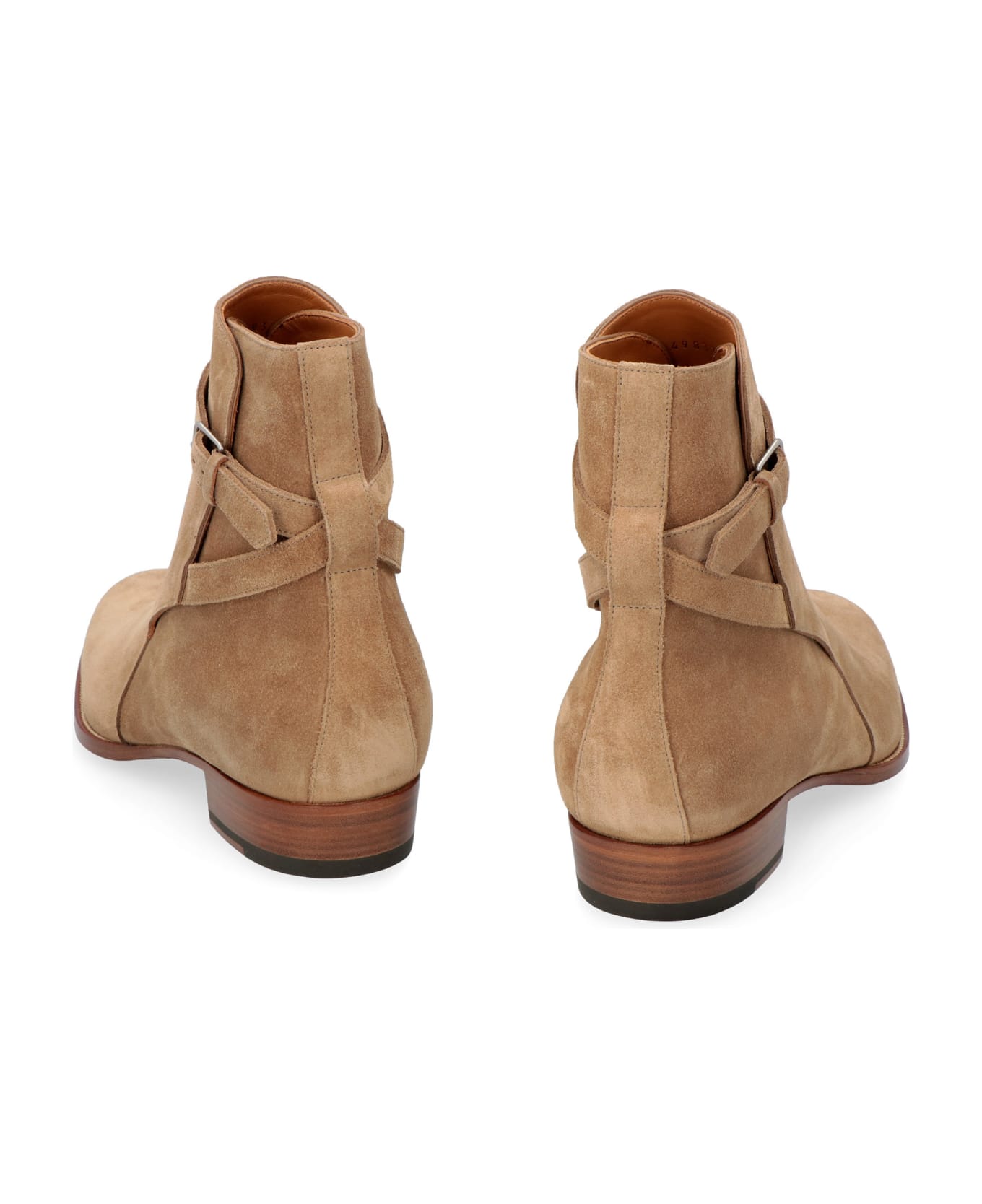 Saint Laurent Jodhpur Suede Ankle Boots - Beige