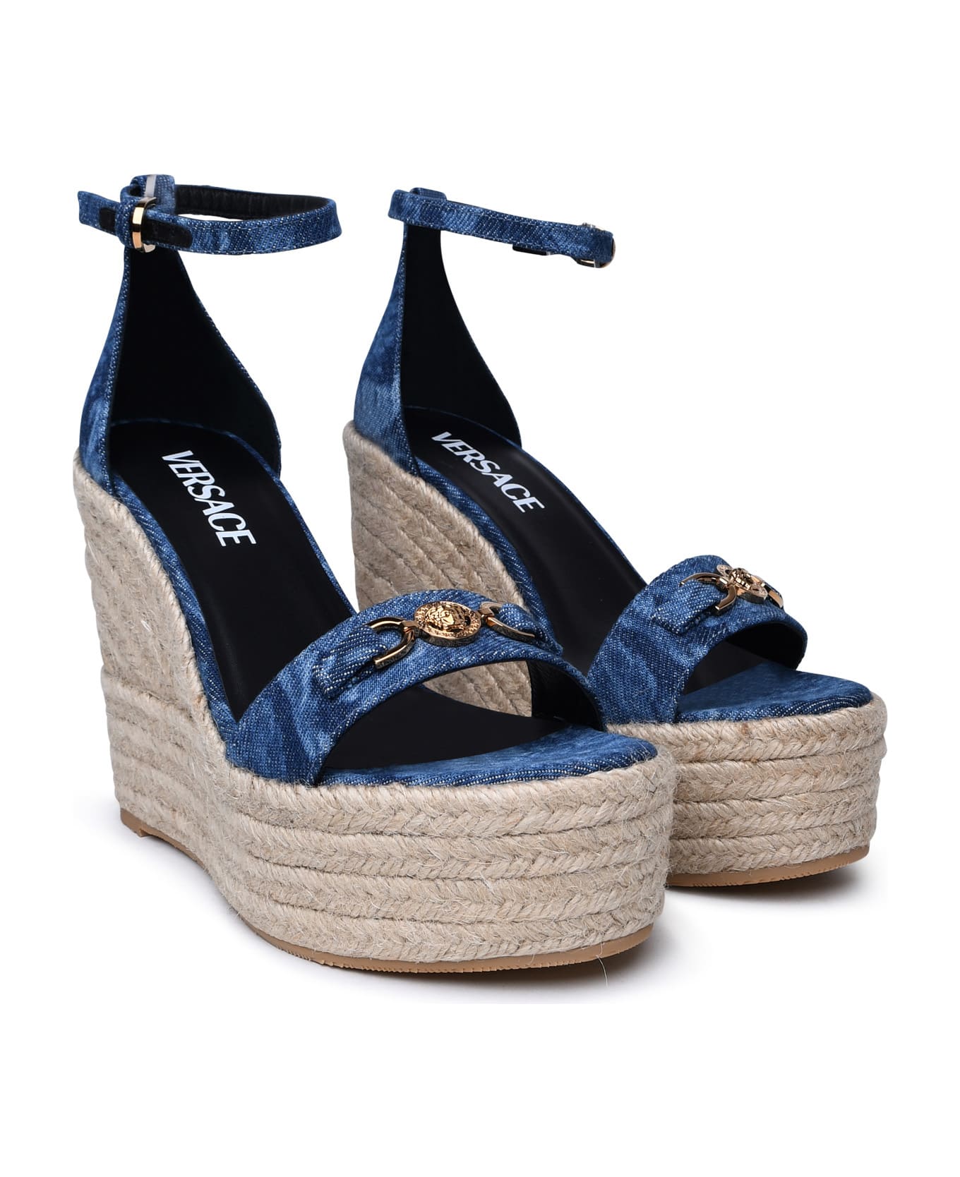 Versace Light Blue Denim Sandals - Blue