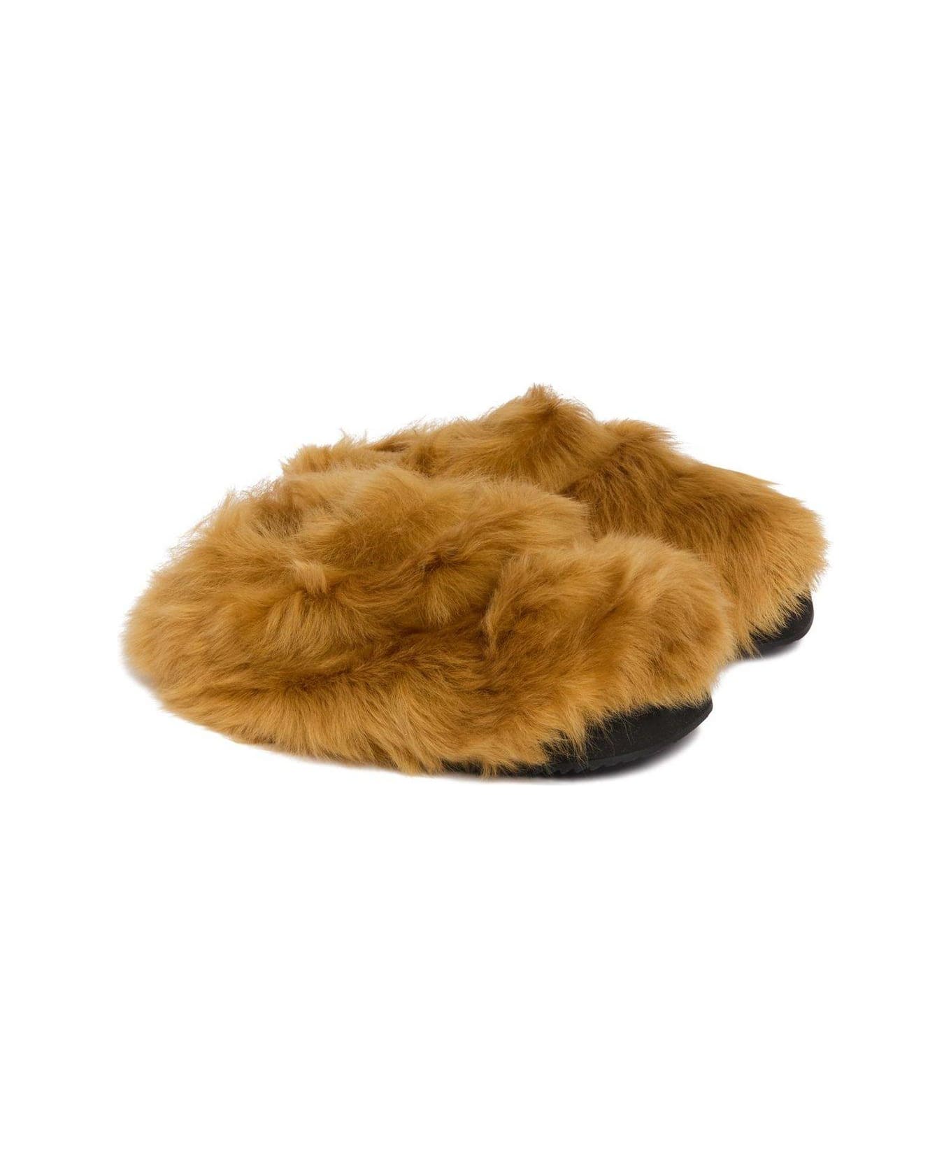 The Attico Fluffy Mini Robin Mules - BROWN