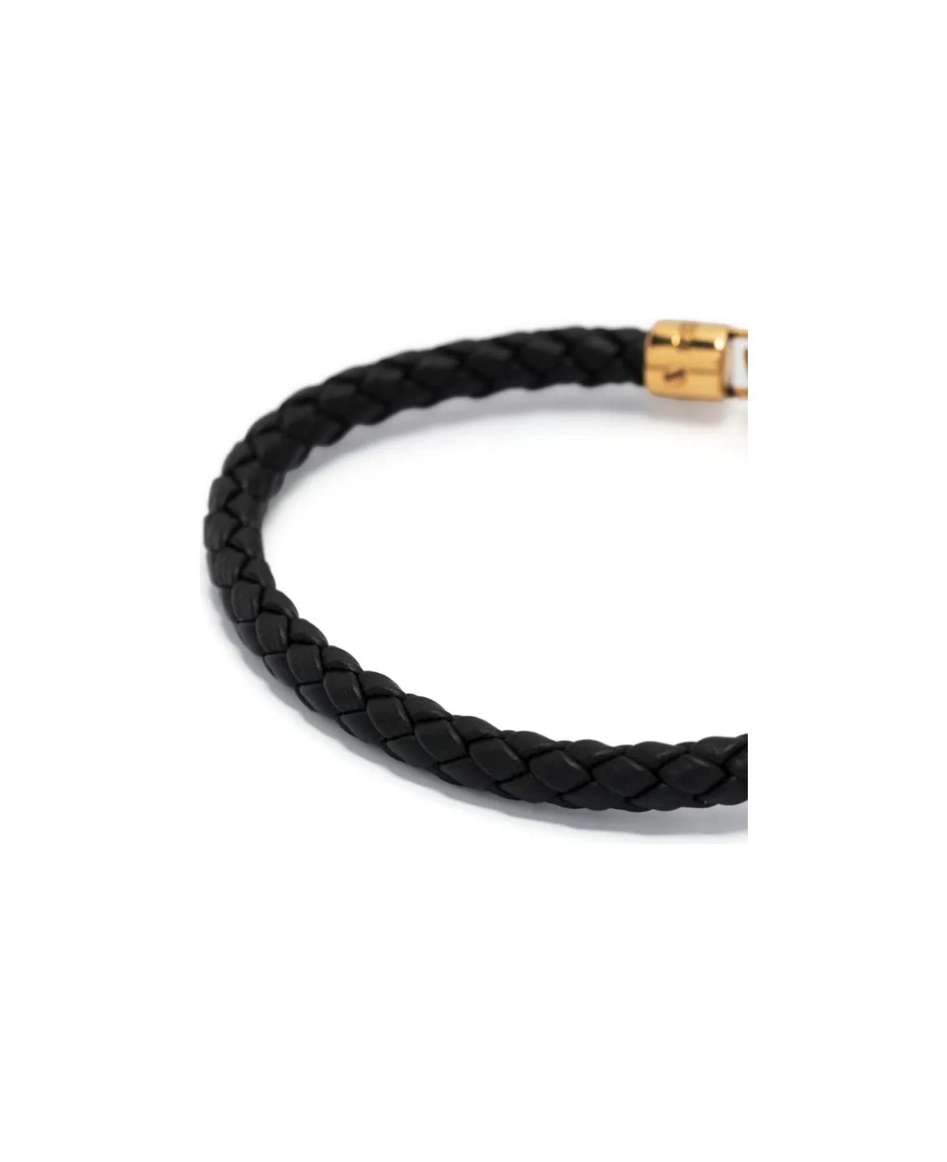 Alexander McQueen Braided Leather Bracelet With Skull Detail - Black ブレスレット