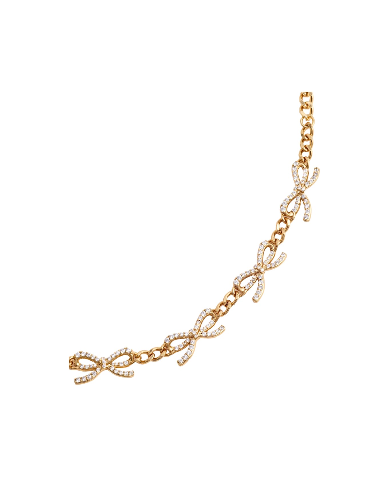 self-portrait Metallic Bracelet With Bow Nad Crystal Embellishments In Copper Woman - Metallic