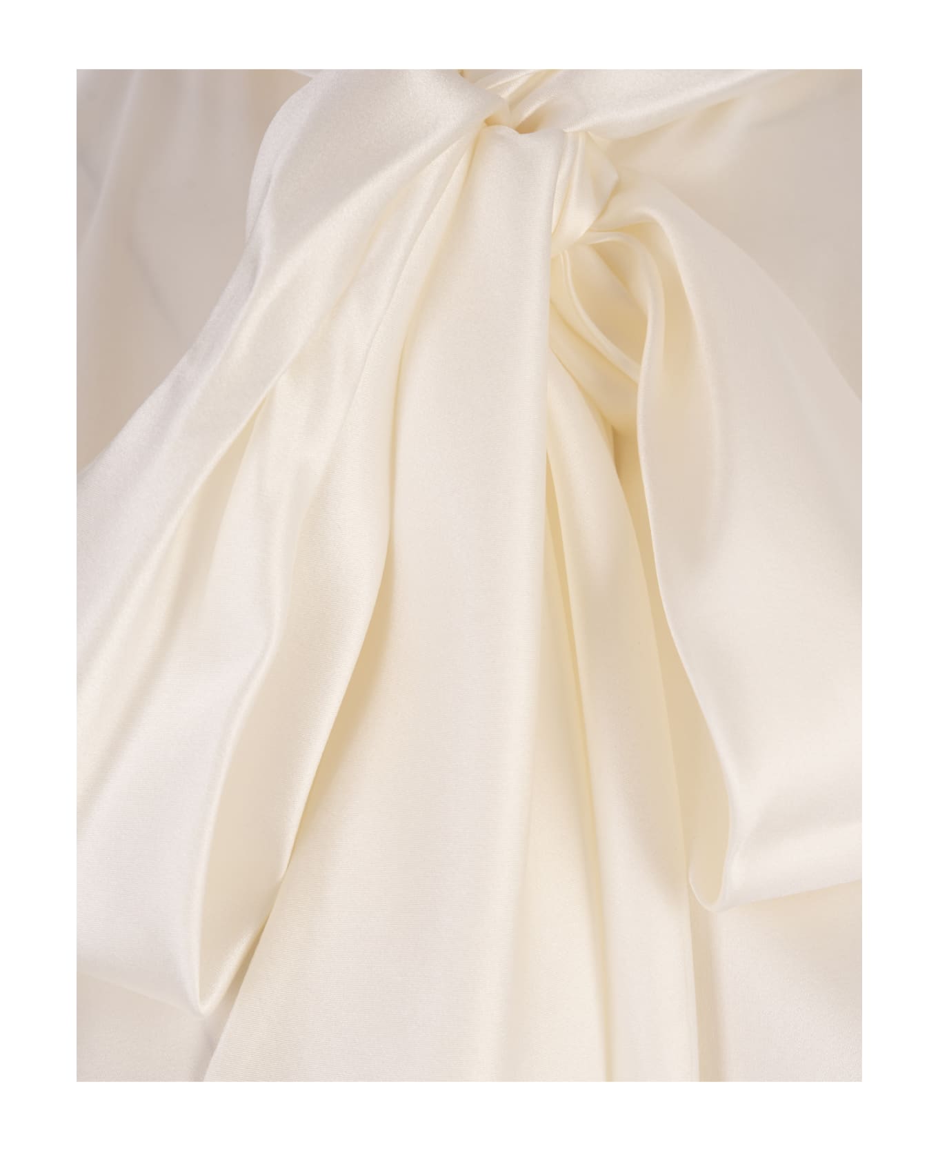 Ermanno Scervino White Satin Shirt With Neck Bow - White