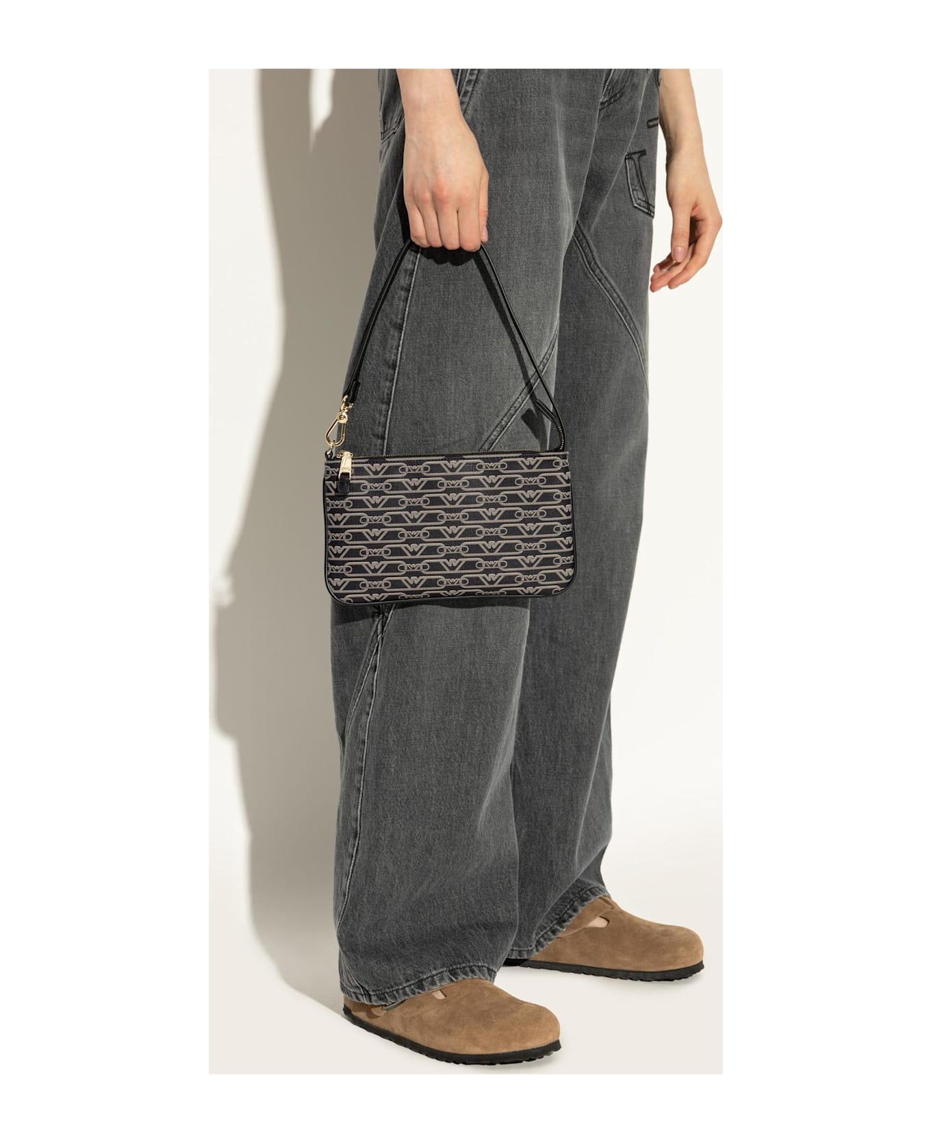 Emporio Armani Shoulder Bag With Monogram - BLACK/NEUTRALS