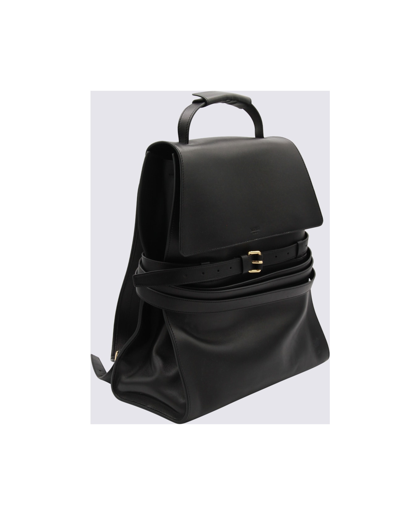 Moschino Black Leather Backpack - Black