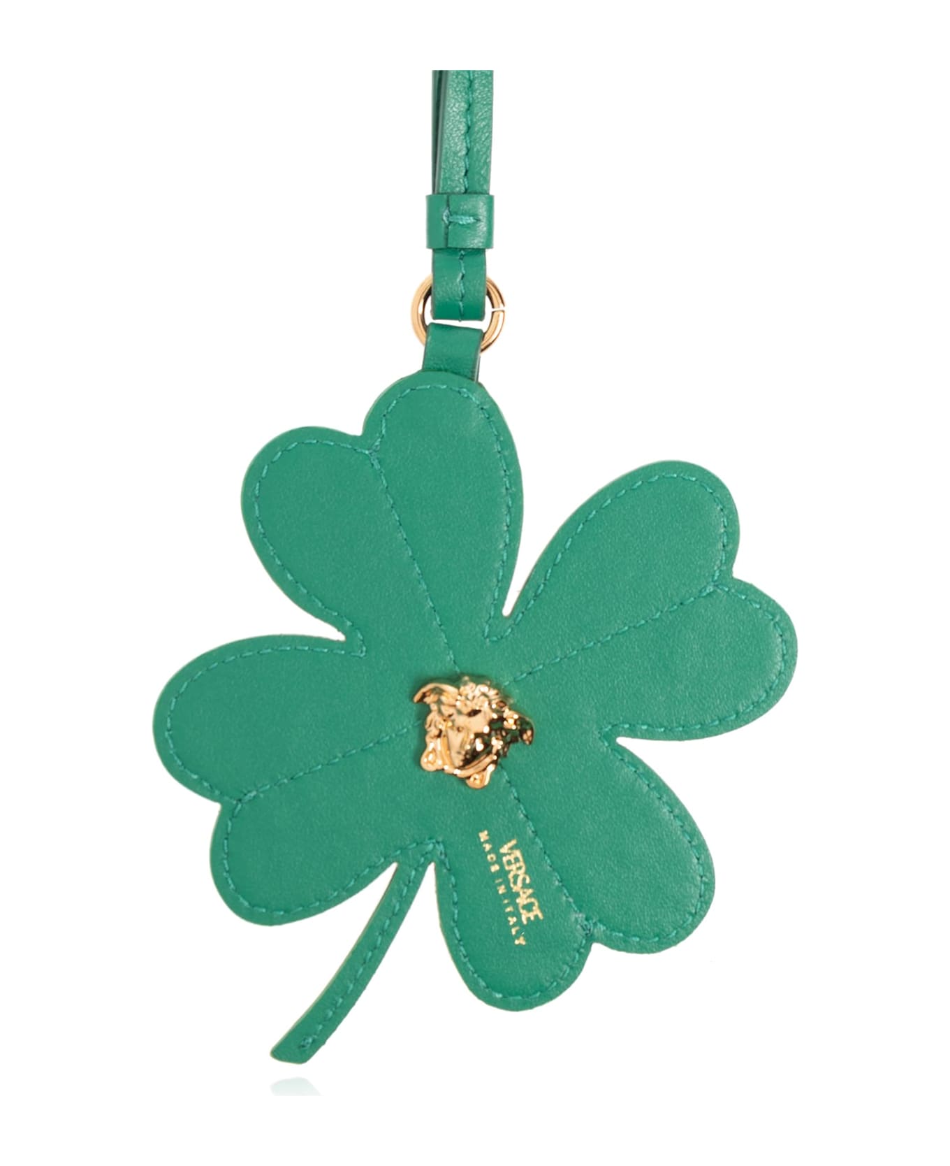 Versace Leather Pendant With A Clover Motif - GREEN