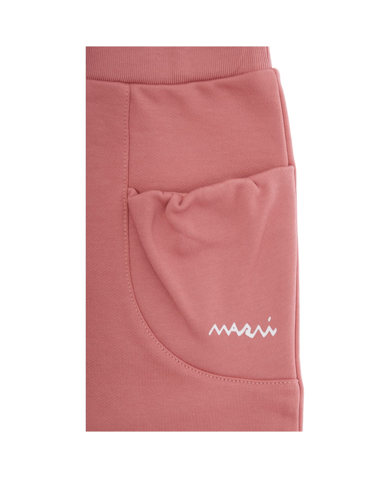 Marni Pink Trousers With Logo On Front In Cotton Baby - Pink