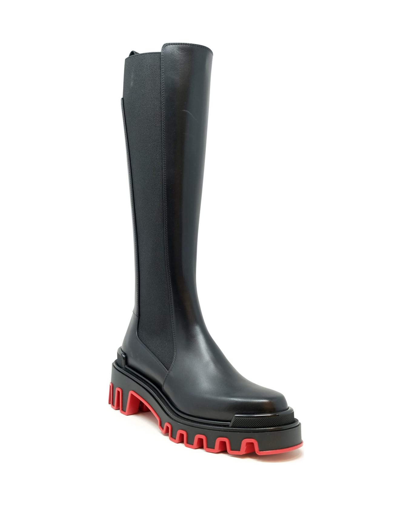 Christian Louboutin Black Calf Leather Marchacroche Dune Botta Boots - BLACK