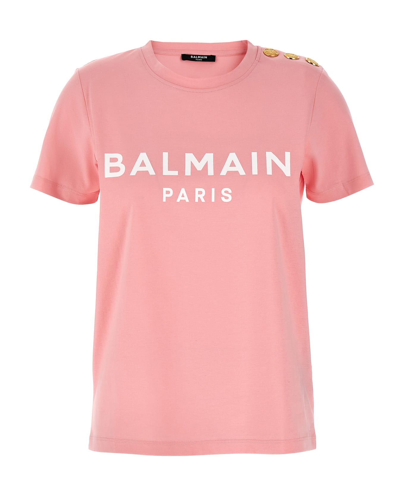 Balmain Gold Button T-shirt - Pink