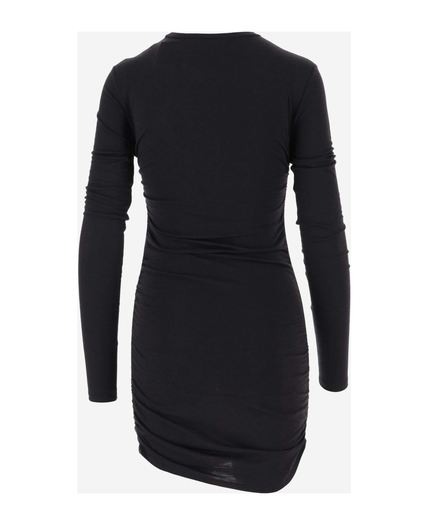 Saint Laurent Draped Wool Dress - Black