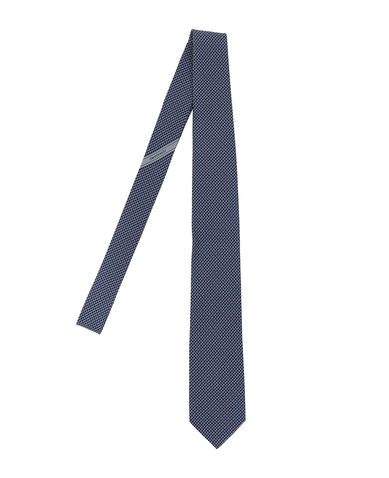 Ferragamo 'gancini' Print Tie - Blue