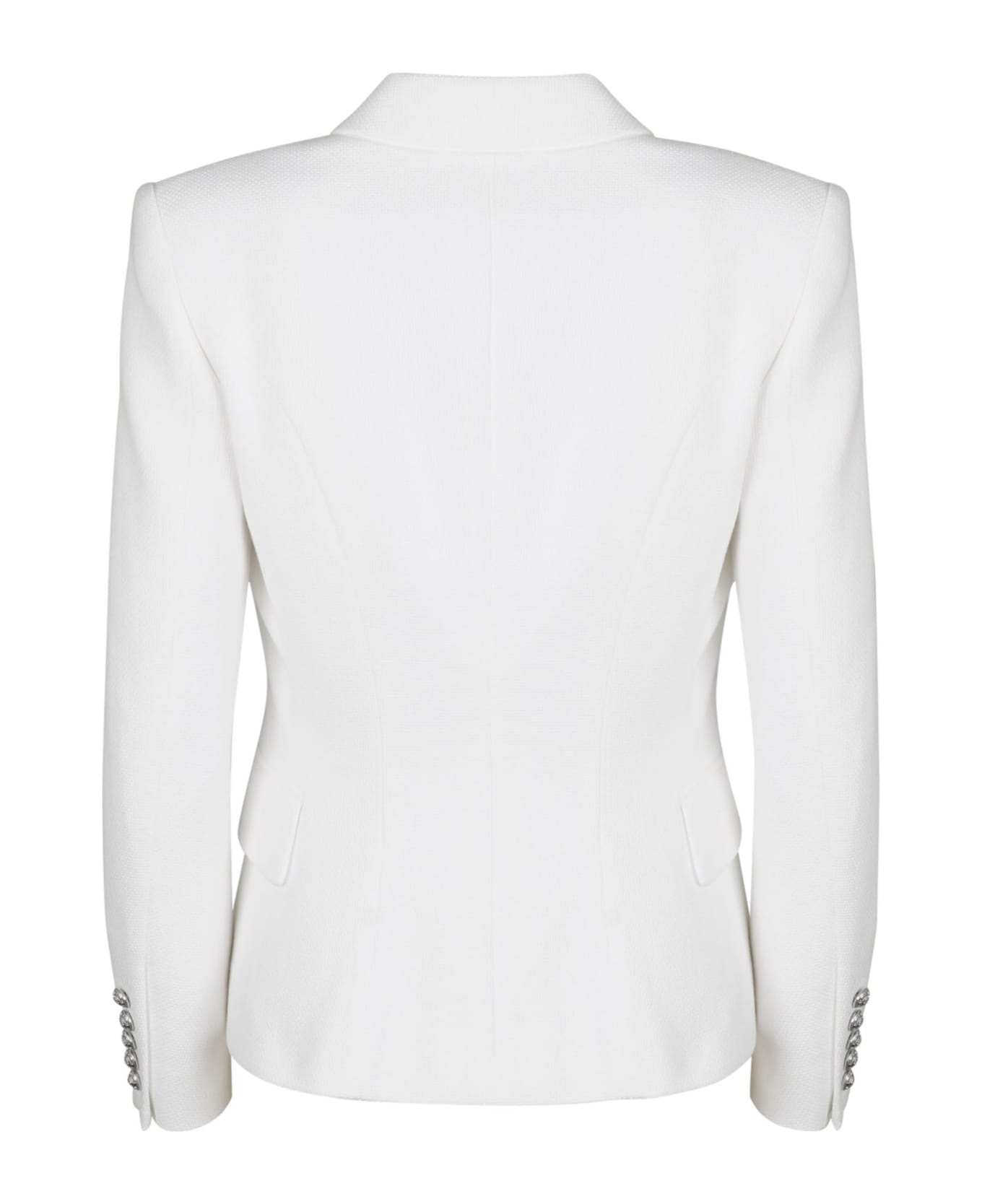 Balmain Double Breasted Canvas Blazer - White