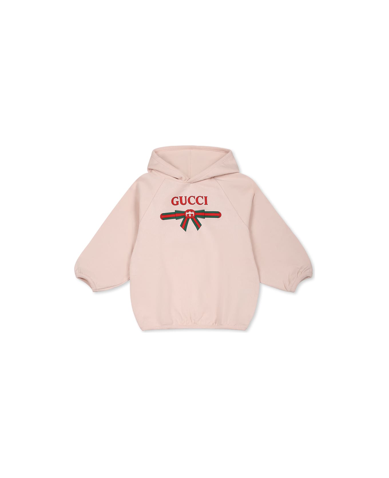 Gucci Pink Sweatshirt For Girl With Web Detail - Pink