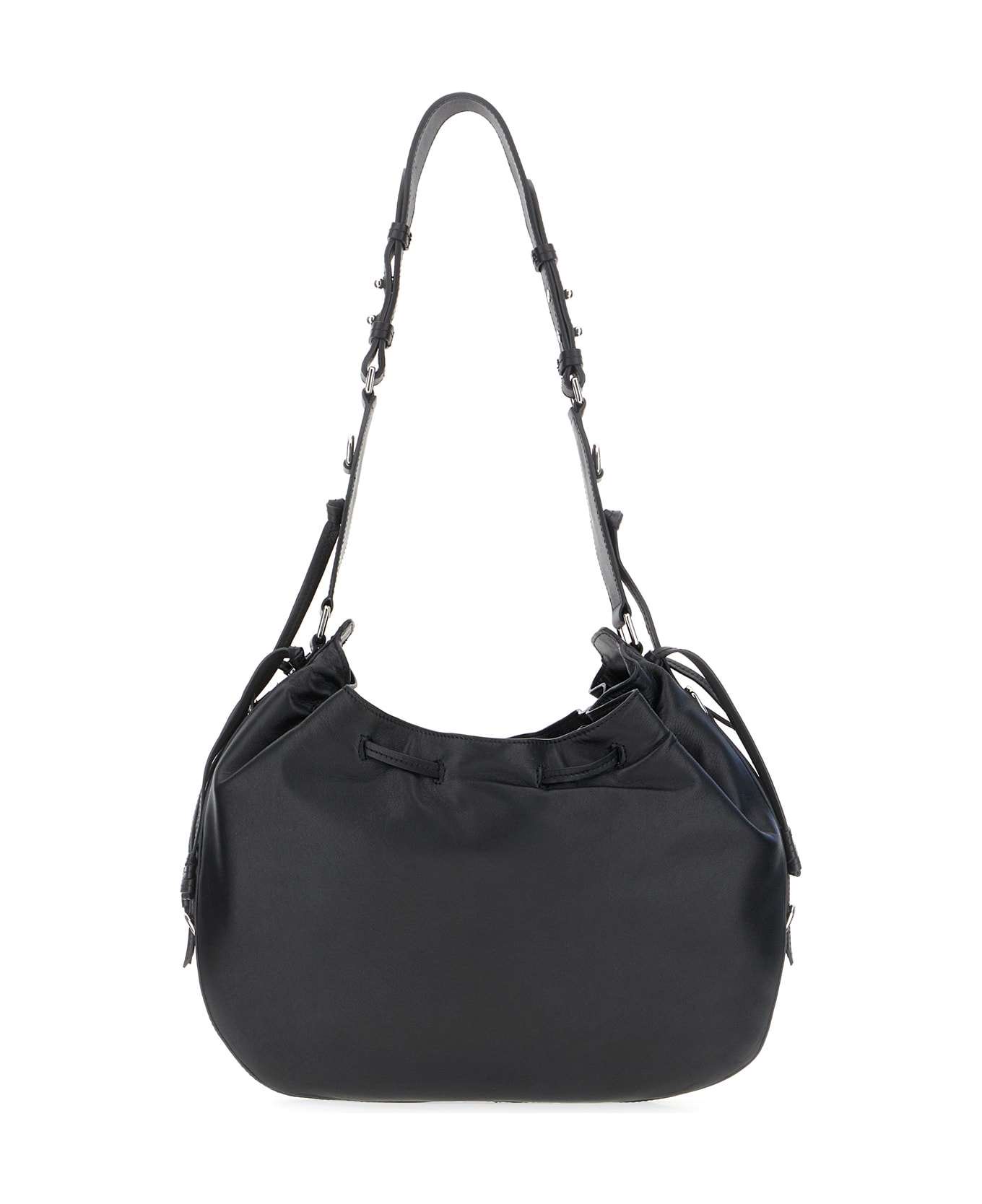 Isabel Marant Black Leather Hobo Bolton Shoulder Bag - BLACK/SILVER