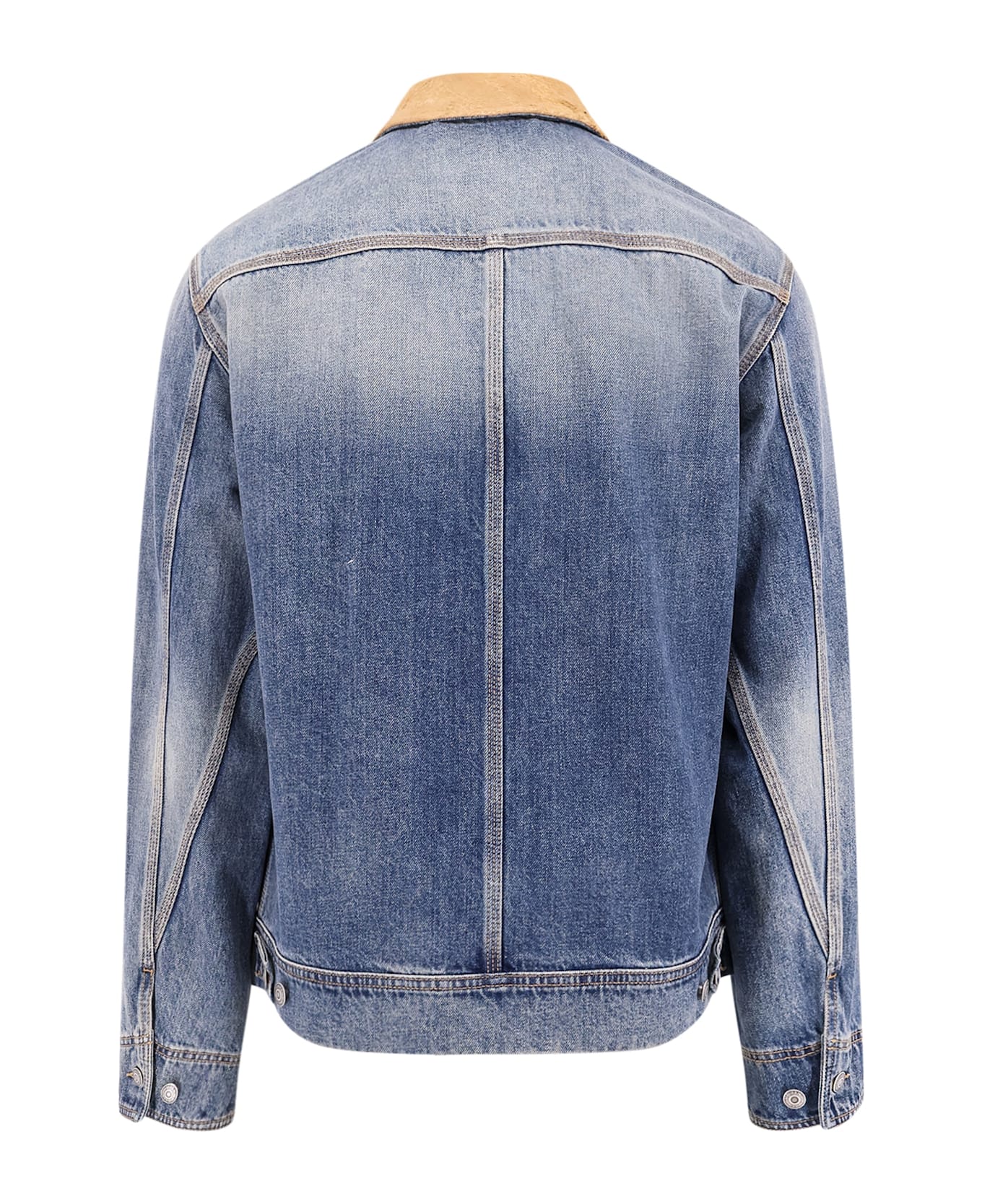 Alexander McQueen Blue Jacket With Classic Collar In Denim Man - Blue