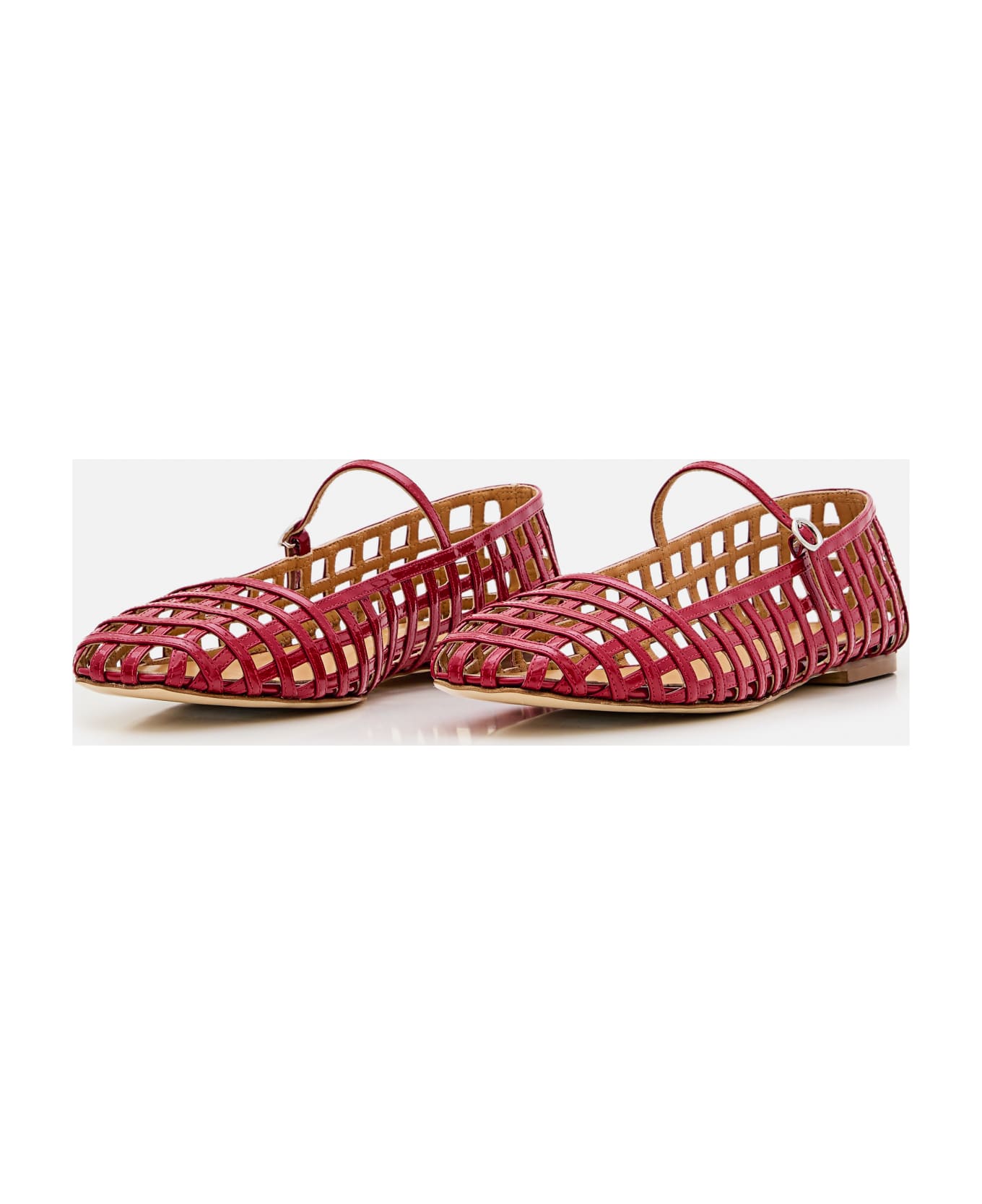 aeyde Uma Caged Patent Leather Ballet Flats - Red