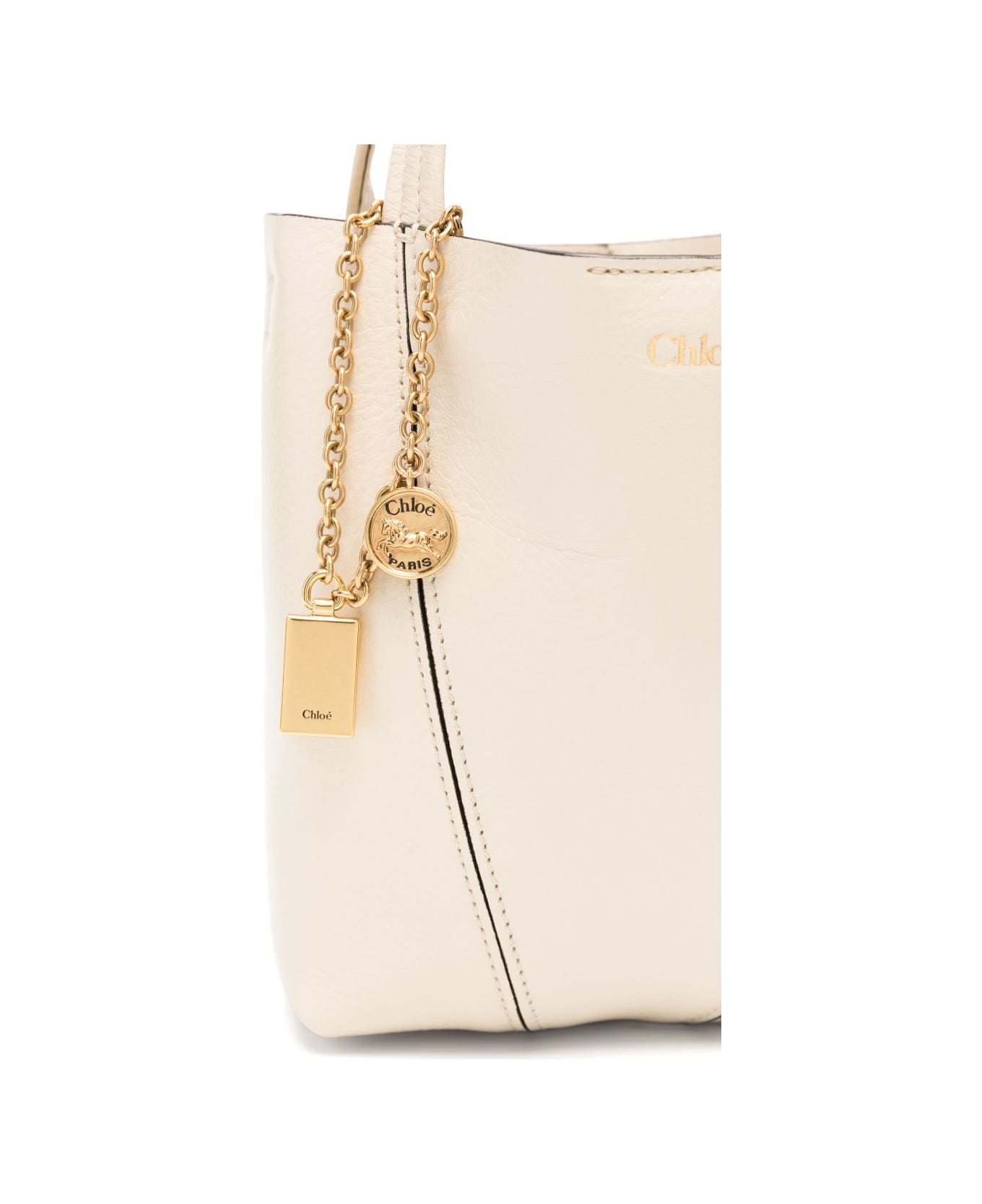 Chloé Spin Small Leather Tote - Beige