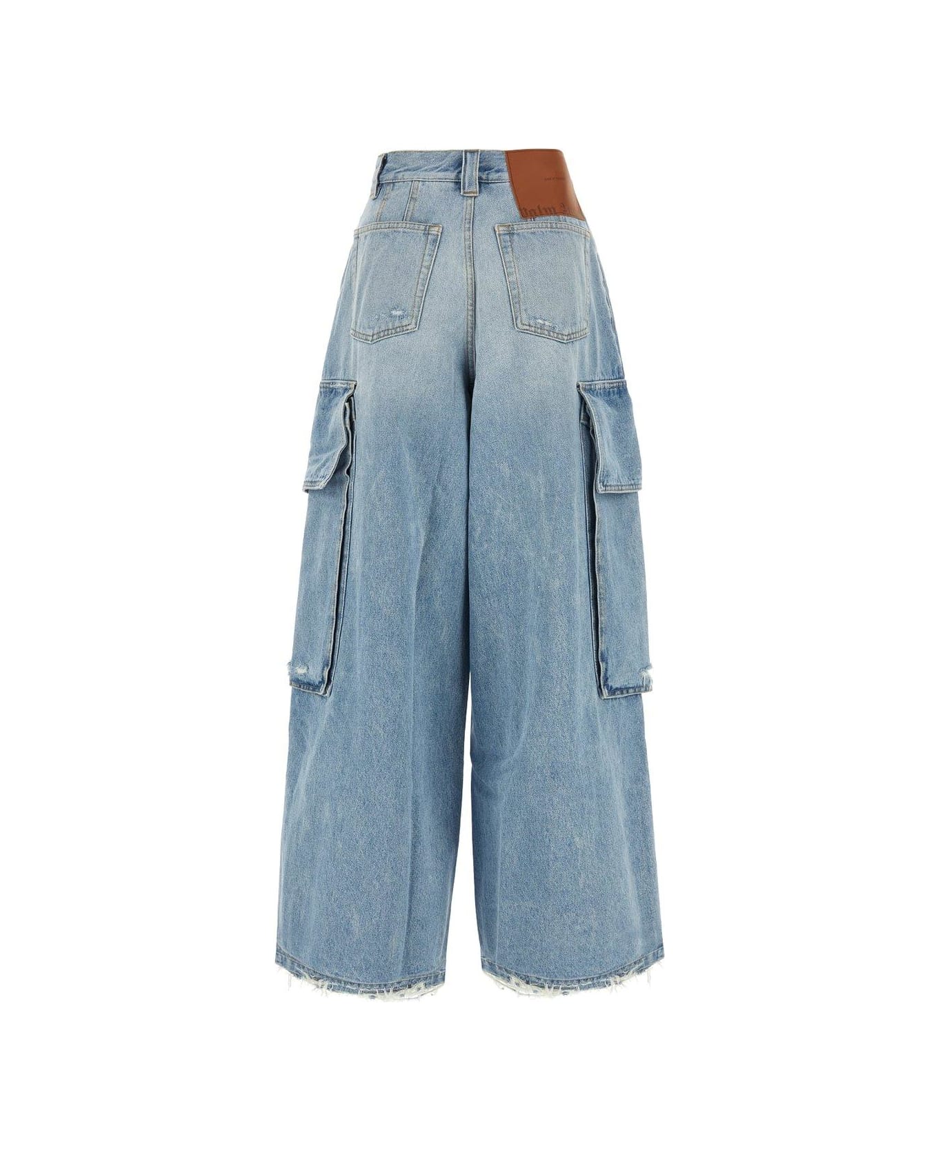 Palm Angels Wide Leg High Waist Jeans - DENIM BLUE