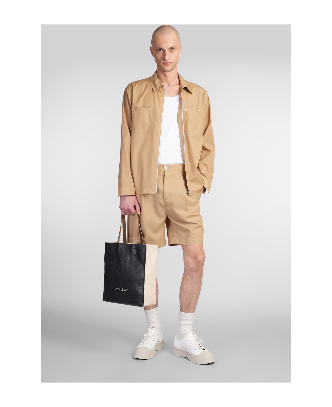 Marni Shorts In Beige Wool - beige