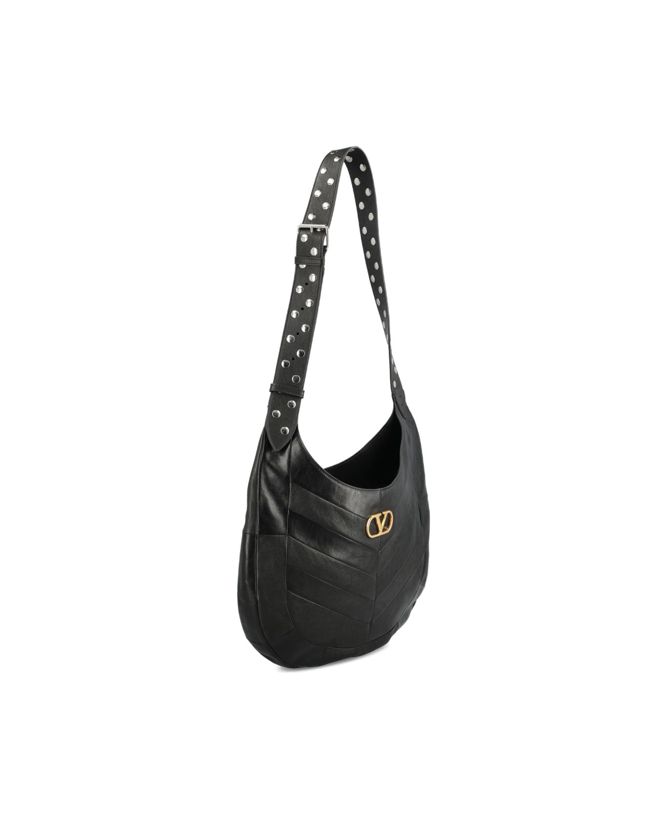 Valentino Garavani Hoboho Medium Leather Hobo Bag - Black