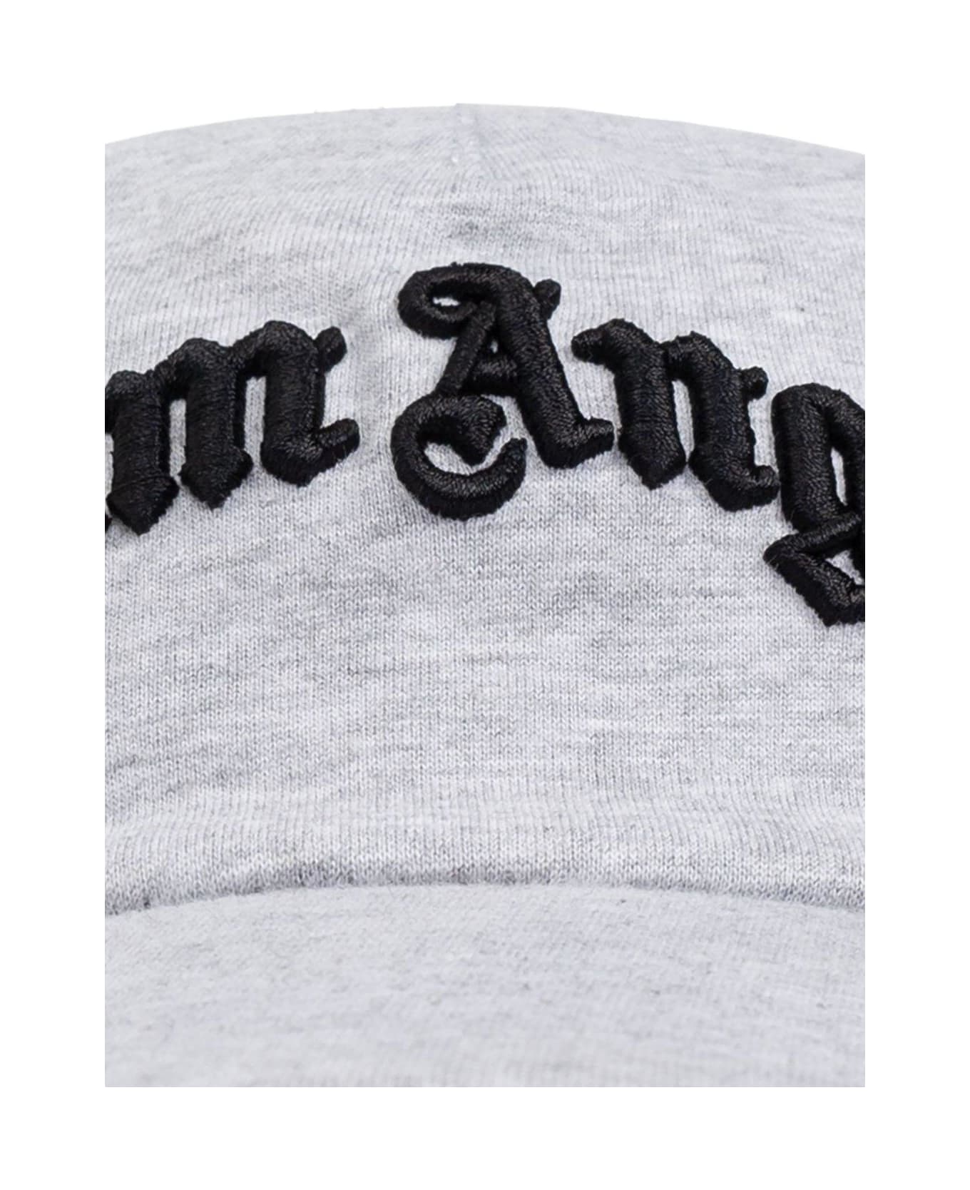 Palm Angels Logo Embroidered Baseball Cap - GREY MELANGE BLACK
