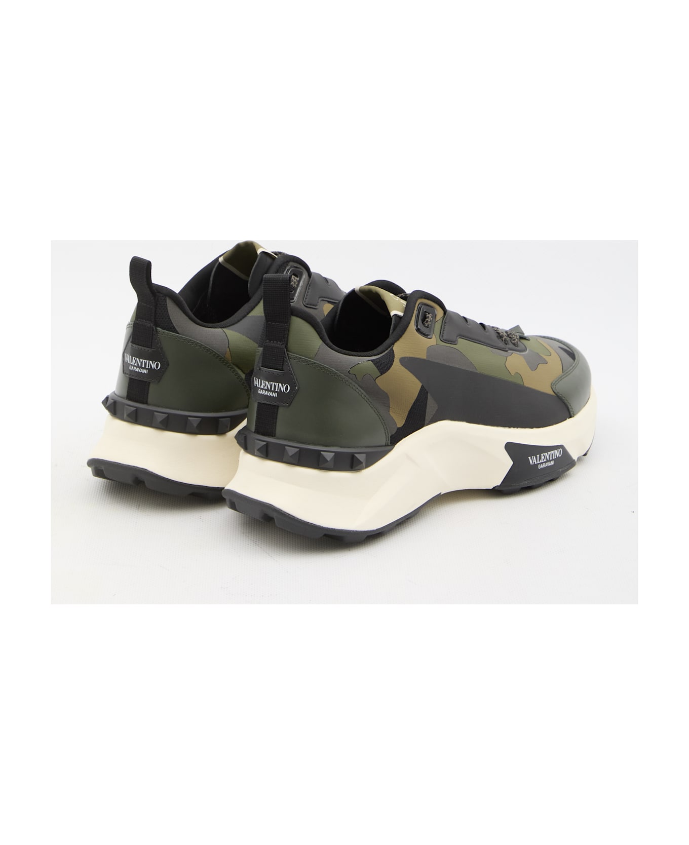 Valentino Garavani Low Top True Act Camouflage Sneakers - BLACK, green