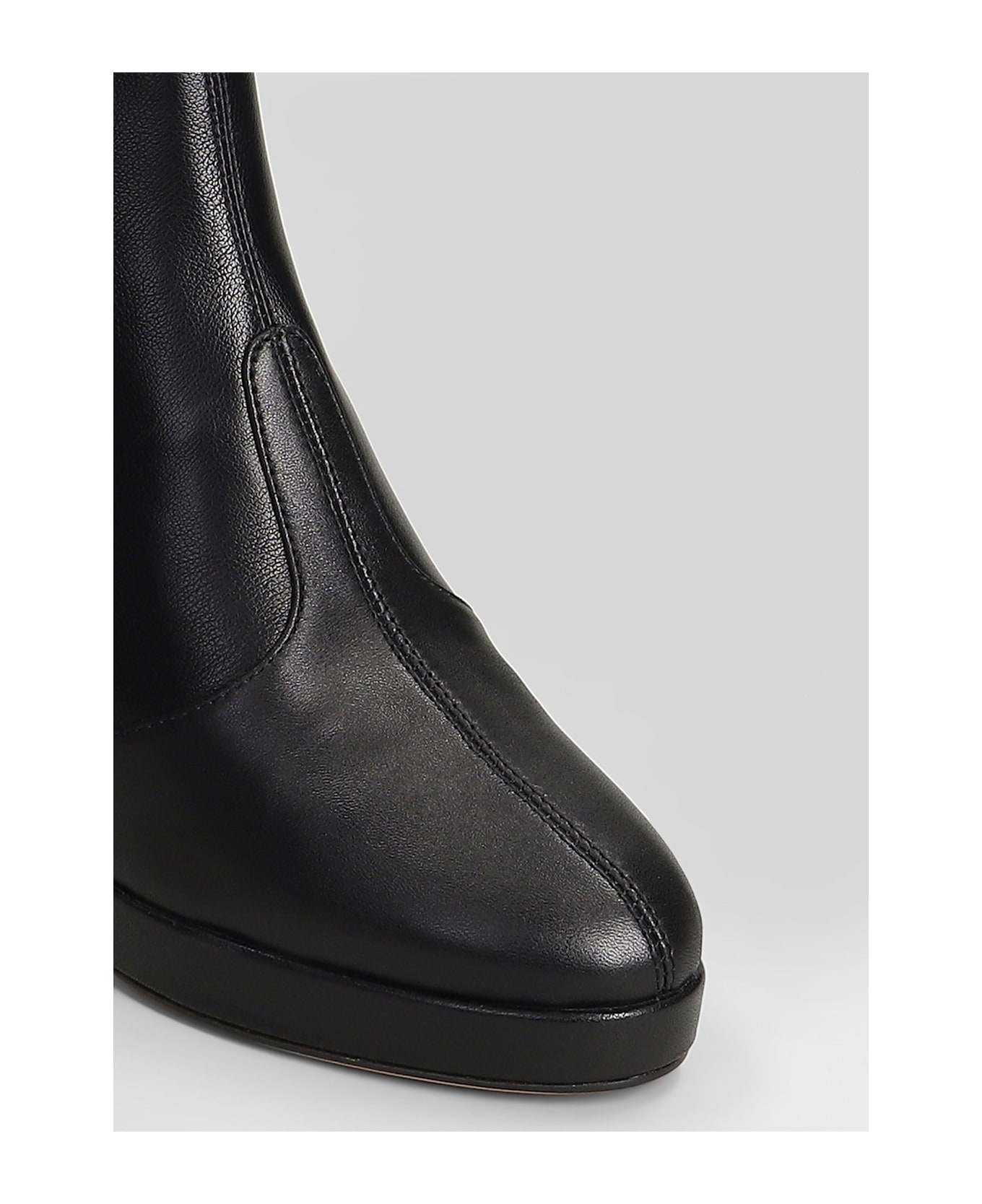Lola Cruz High Heels Ankle Boots In Black Leather - black