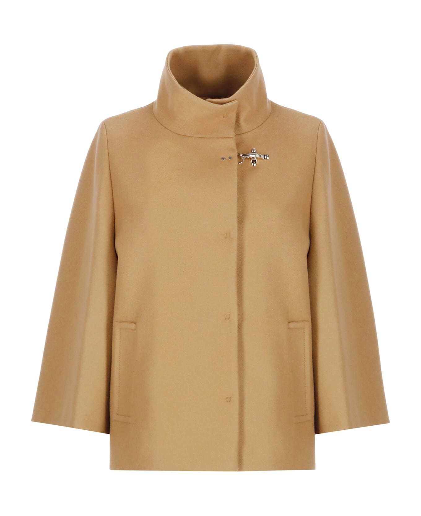 Fay Beige Virgin Wool Blend Felted Coat - Brown