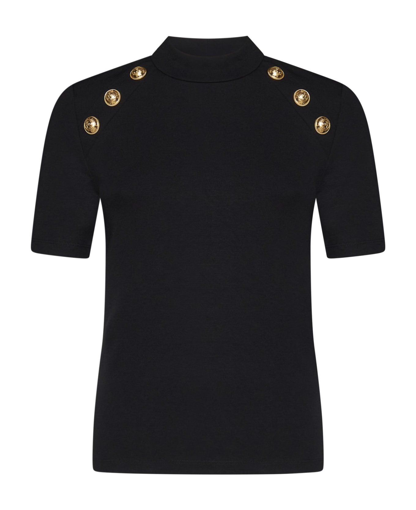 Balmain 6-button Knit T-shirt - Black Tシャツ