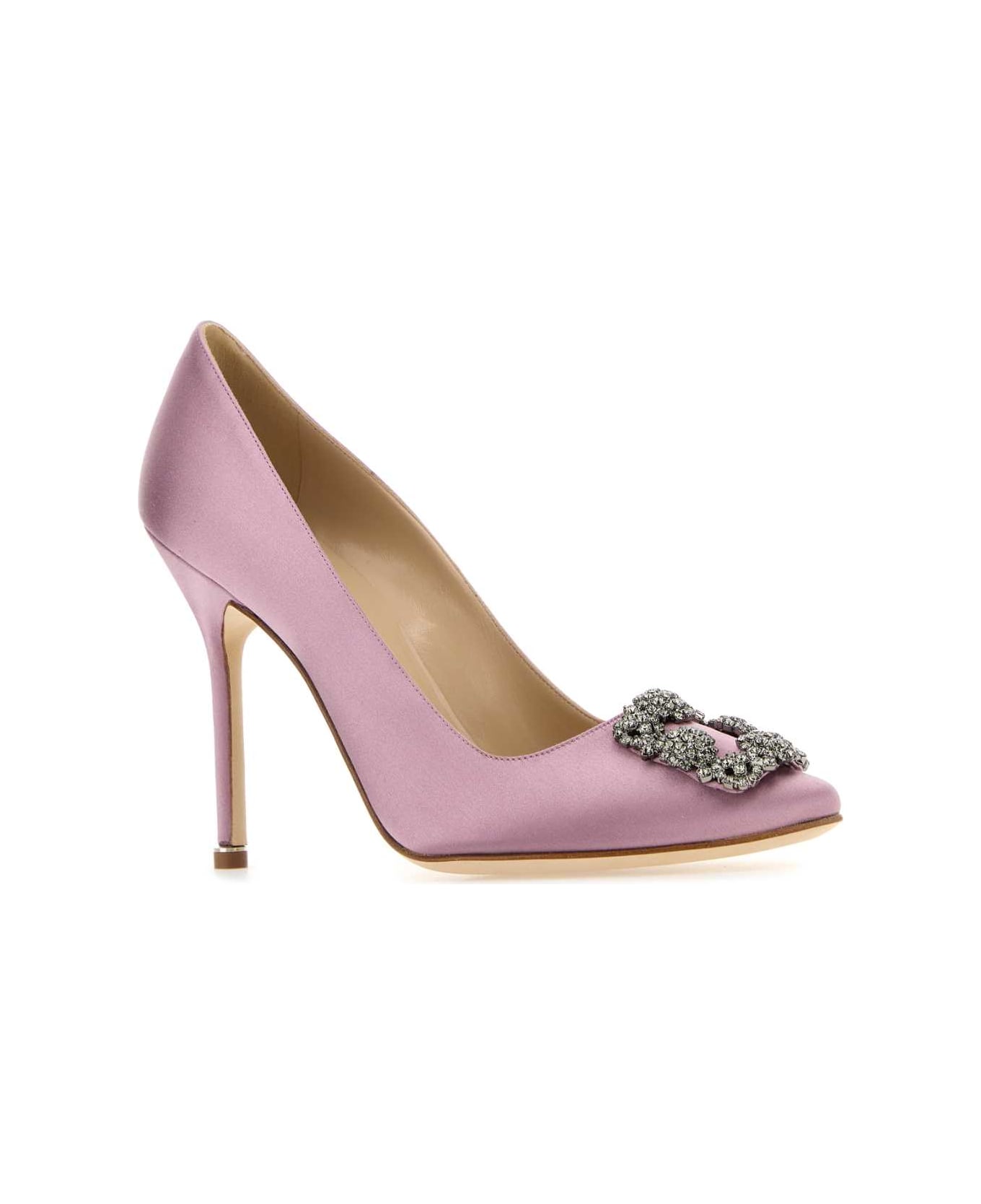 Manolo Blahnik Pink Silk Hangisi Pumps - MPUR