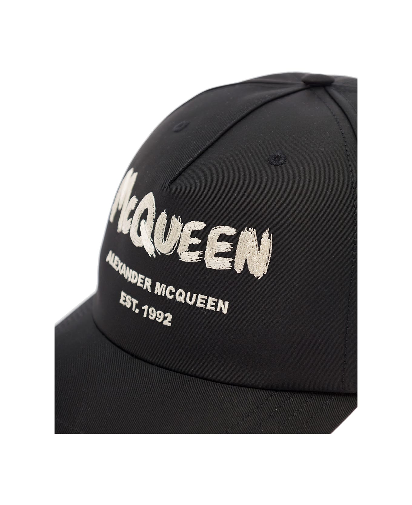 Alexander McQueen Graffiti Logo Baseball Cap - Black Ivory 帽子