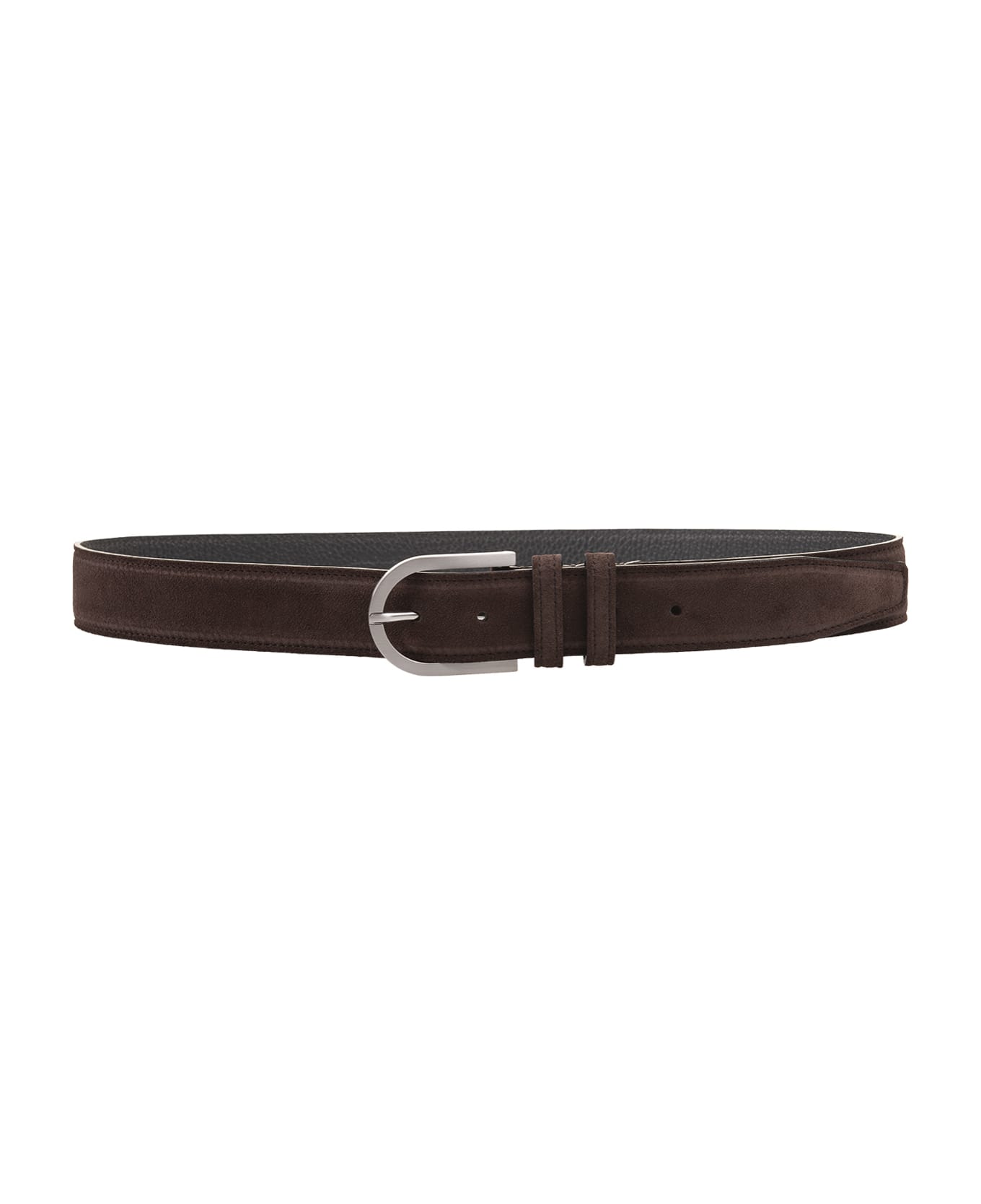 Kiton Brown Suede Belt With Silver Buckle - Brown ベルト