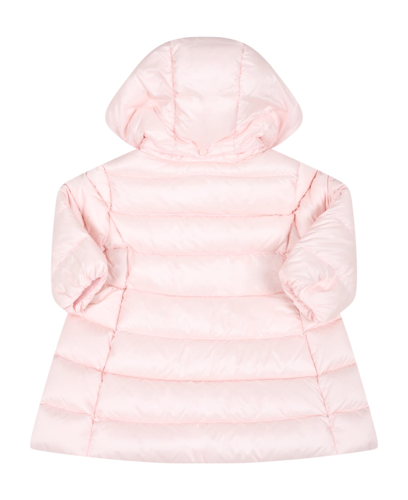 Moncler Pink Down-jacket For Baby Girl With Iconic Logo Patch - Pink