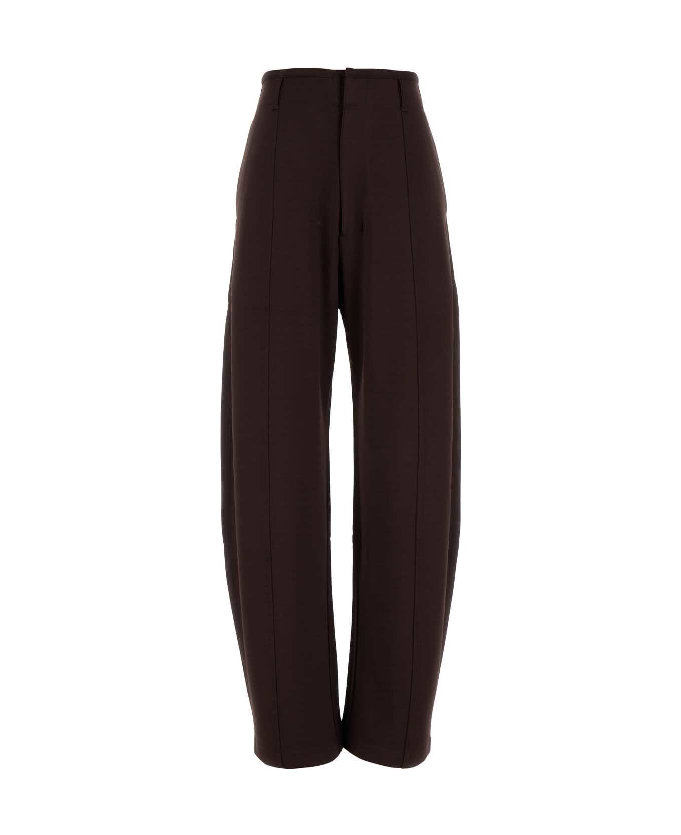 Lemaire Brown Viscose Blend Wide-leg Pant - DARKCHERRY