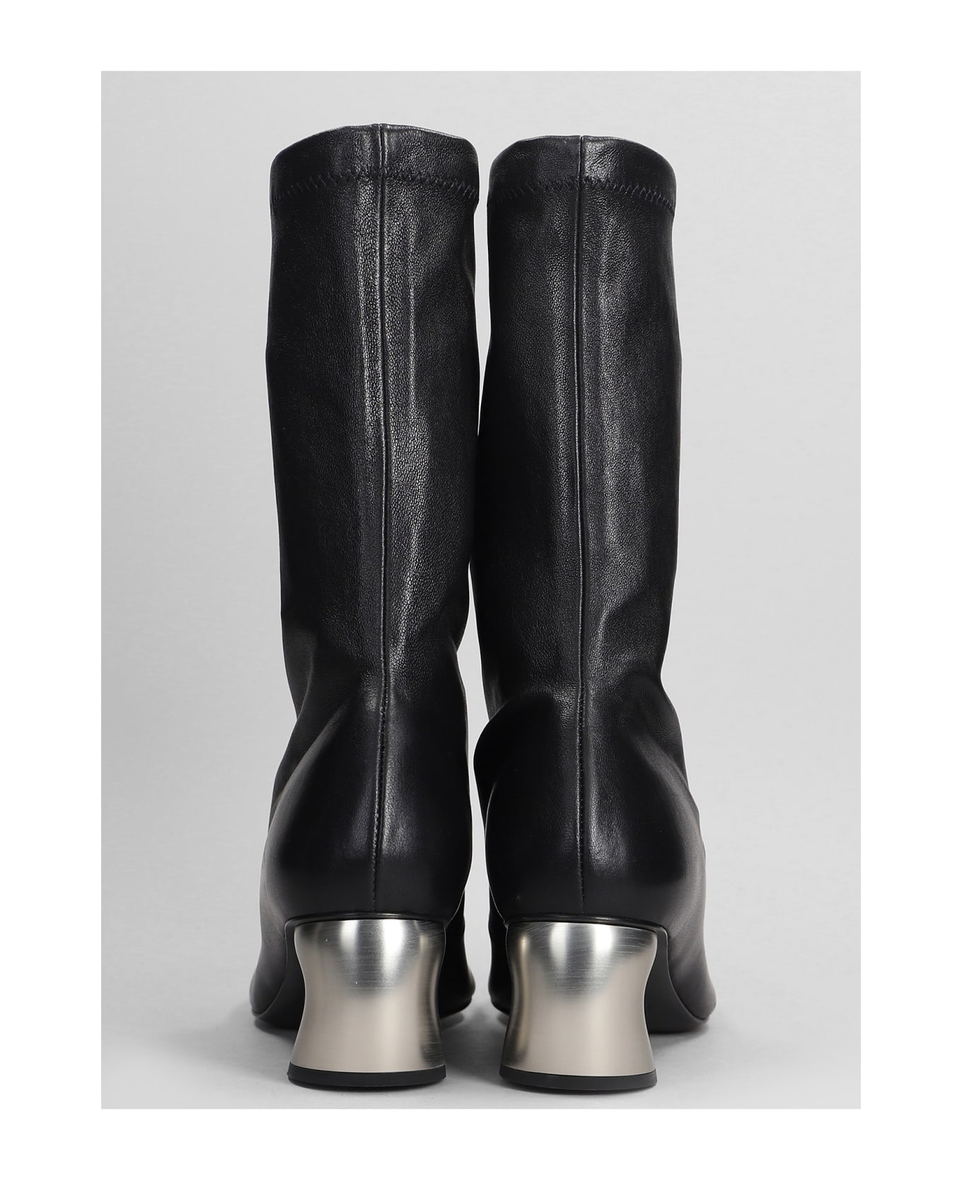 Jil Sander Low Heels Ankle Boots In Black Leather - black