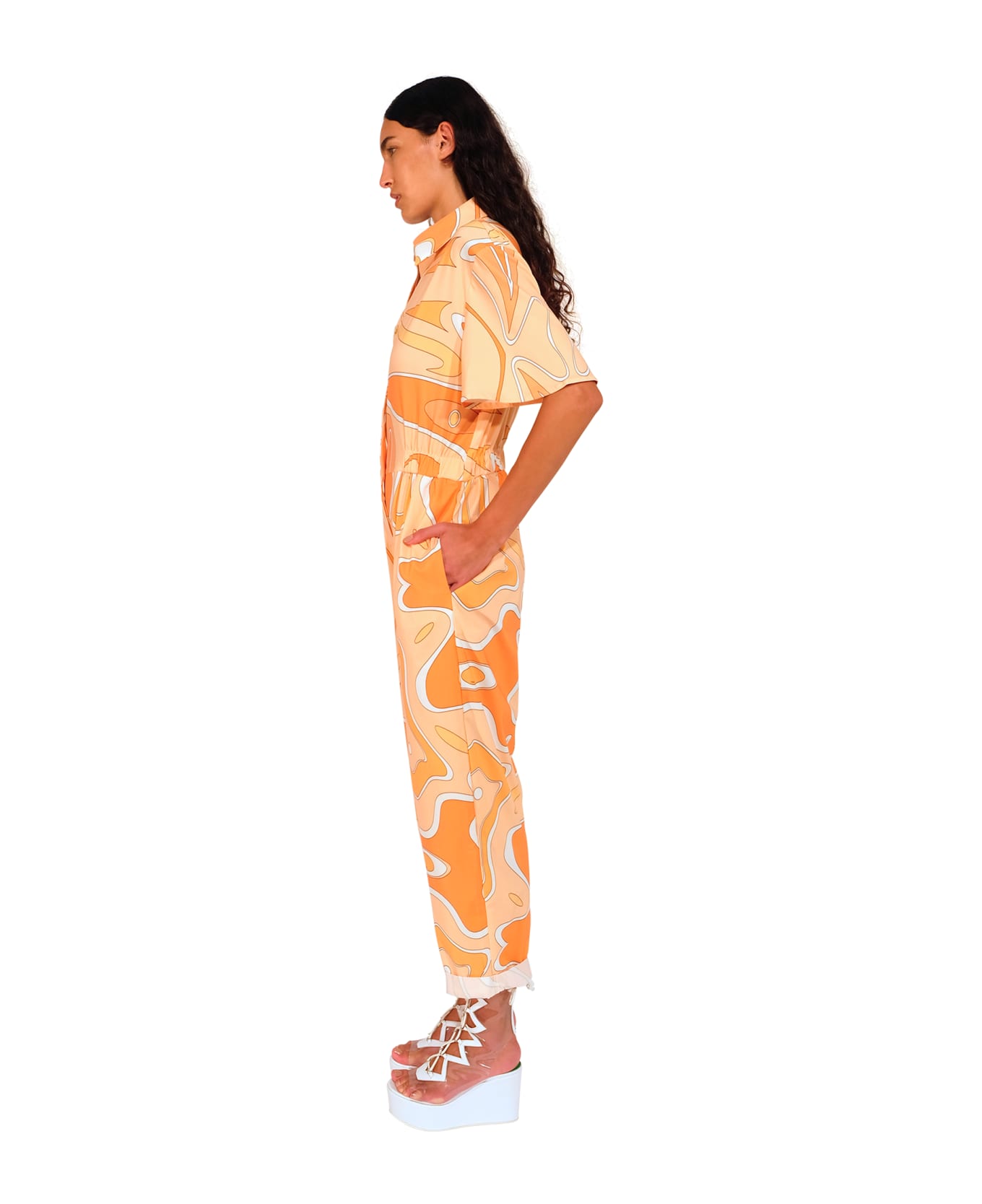 Sara Battaglia Jumpsuit - Orange Print
