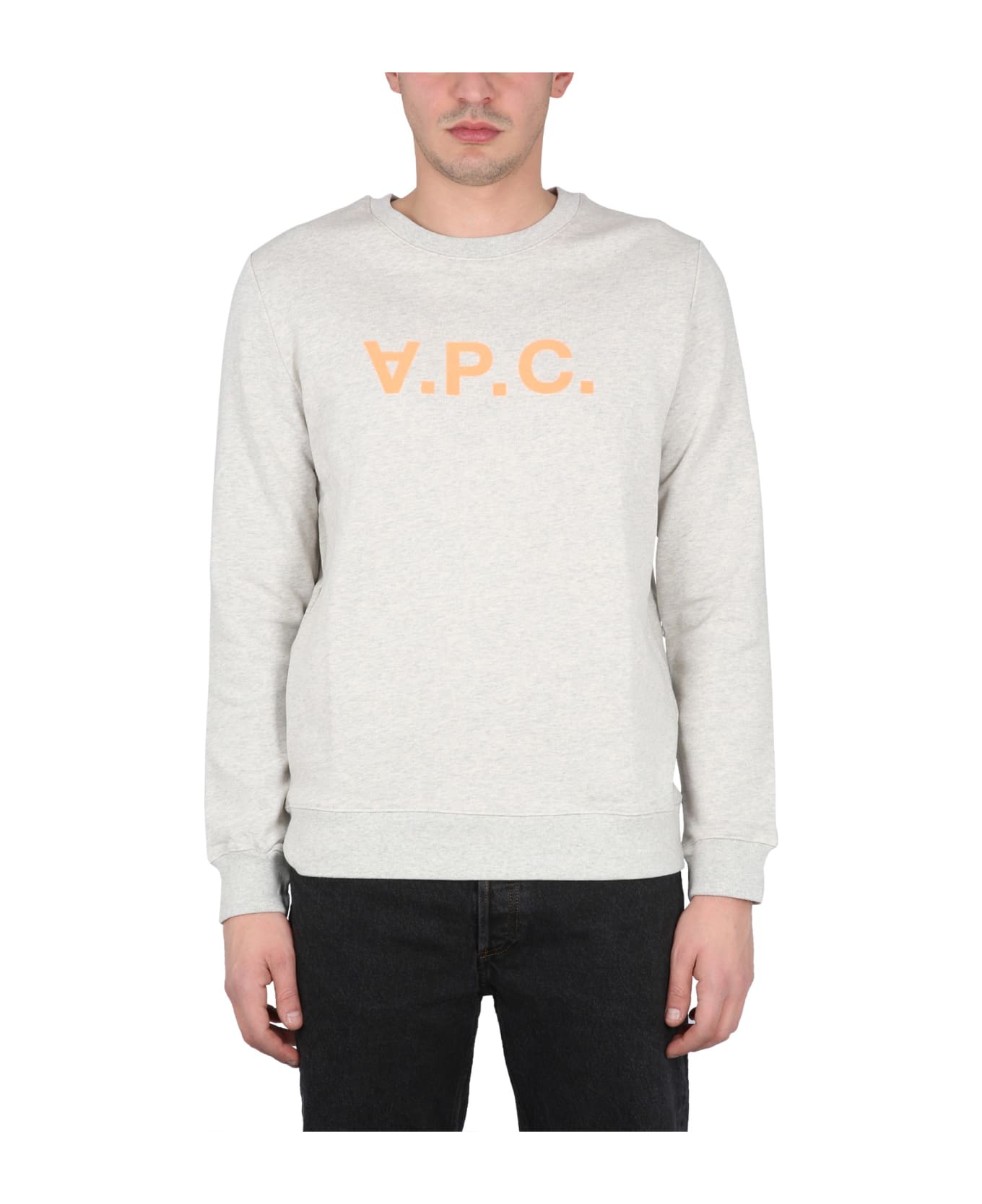 A.P.C. Sweatshirt With V.p.c Logo - Tav Ecru Chine Orange