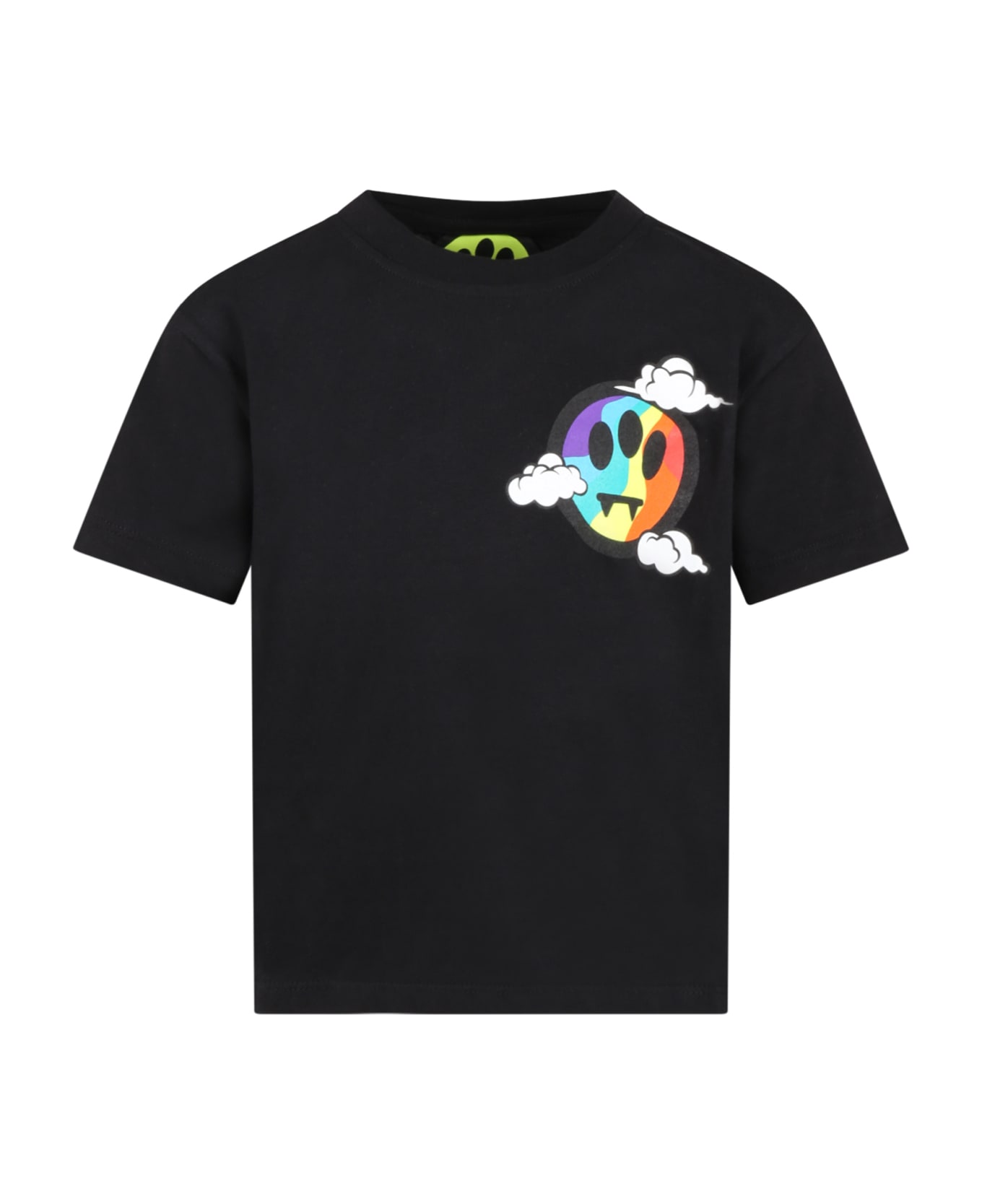 Barrow Black T-shirt For Kids With Smiley And Logo - Nero