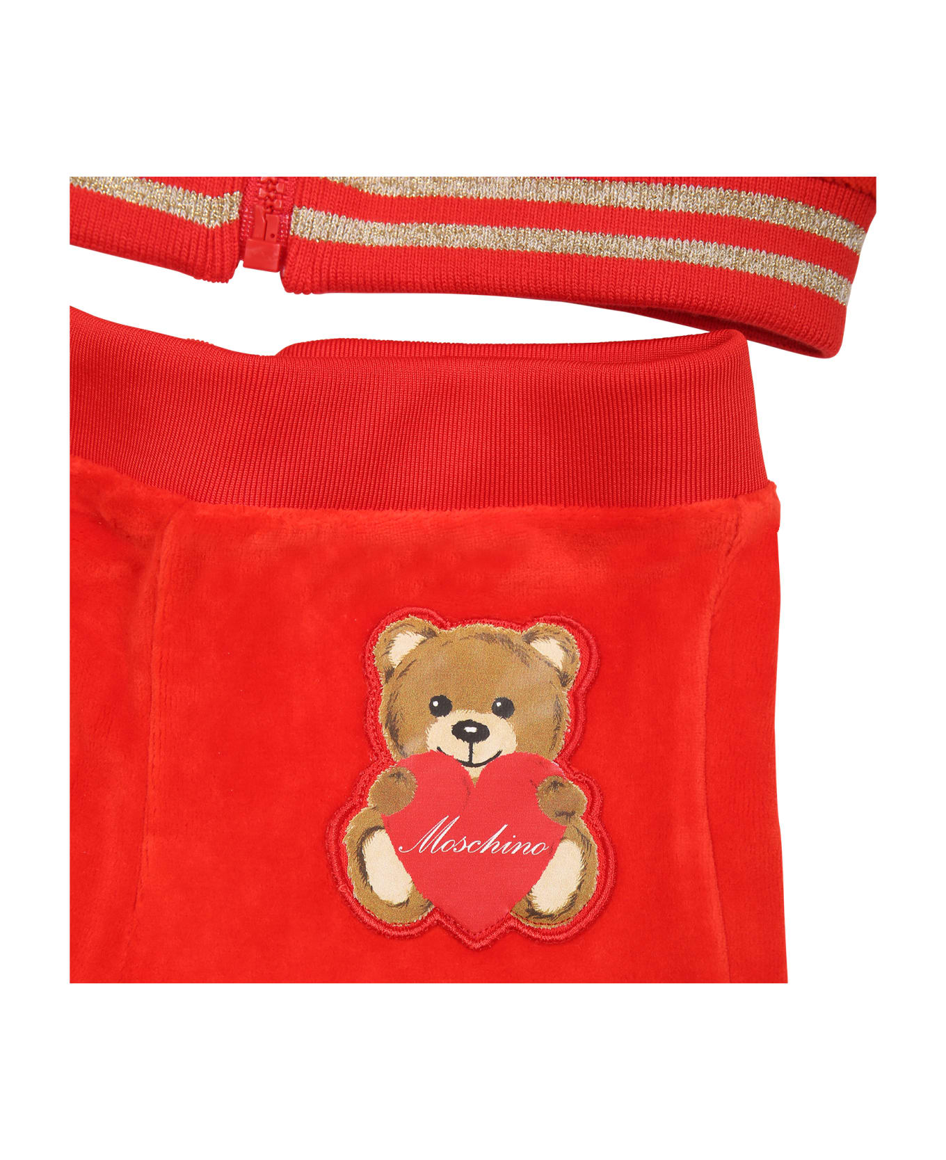 Moschino Red Suit For Baby Girl With Teddy Bear - Red ボトムス