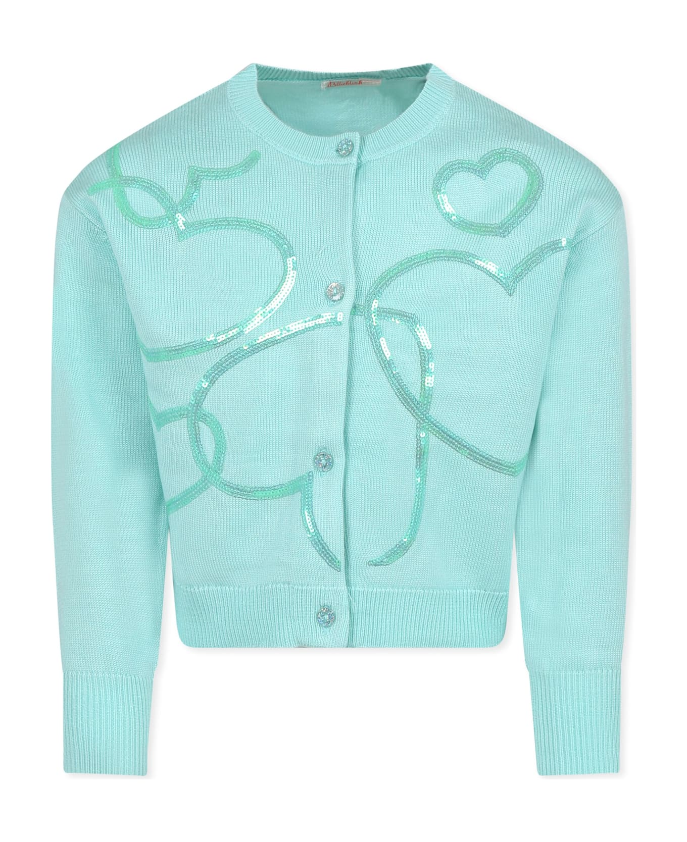 Billieblush Green Cardigan For Girl With Hearts - Green