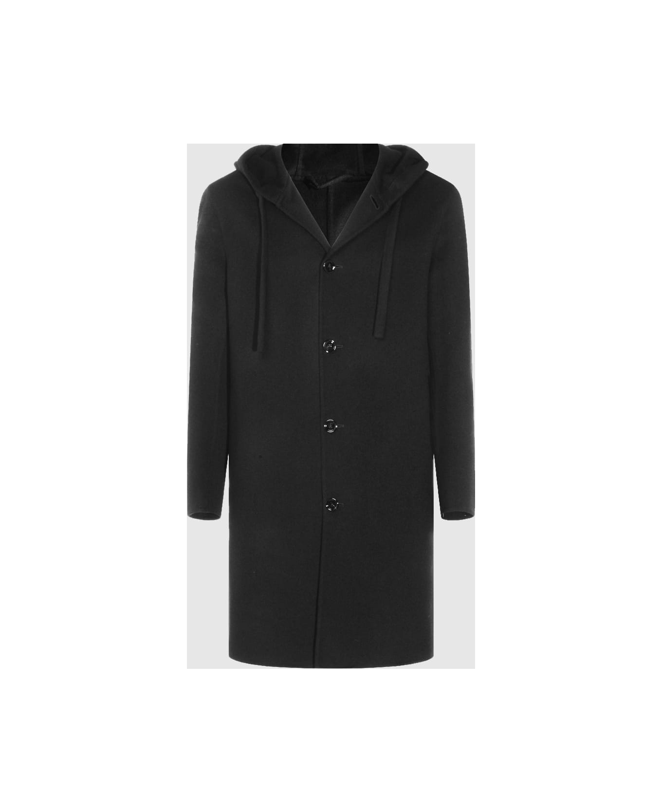 Lardini Black Wool Coat - Black