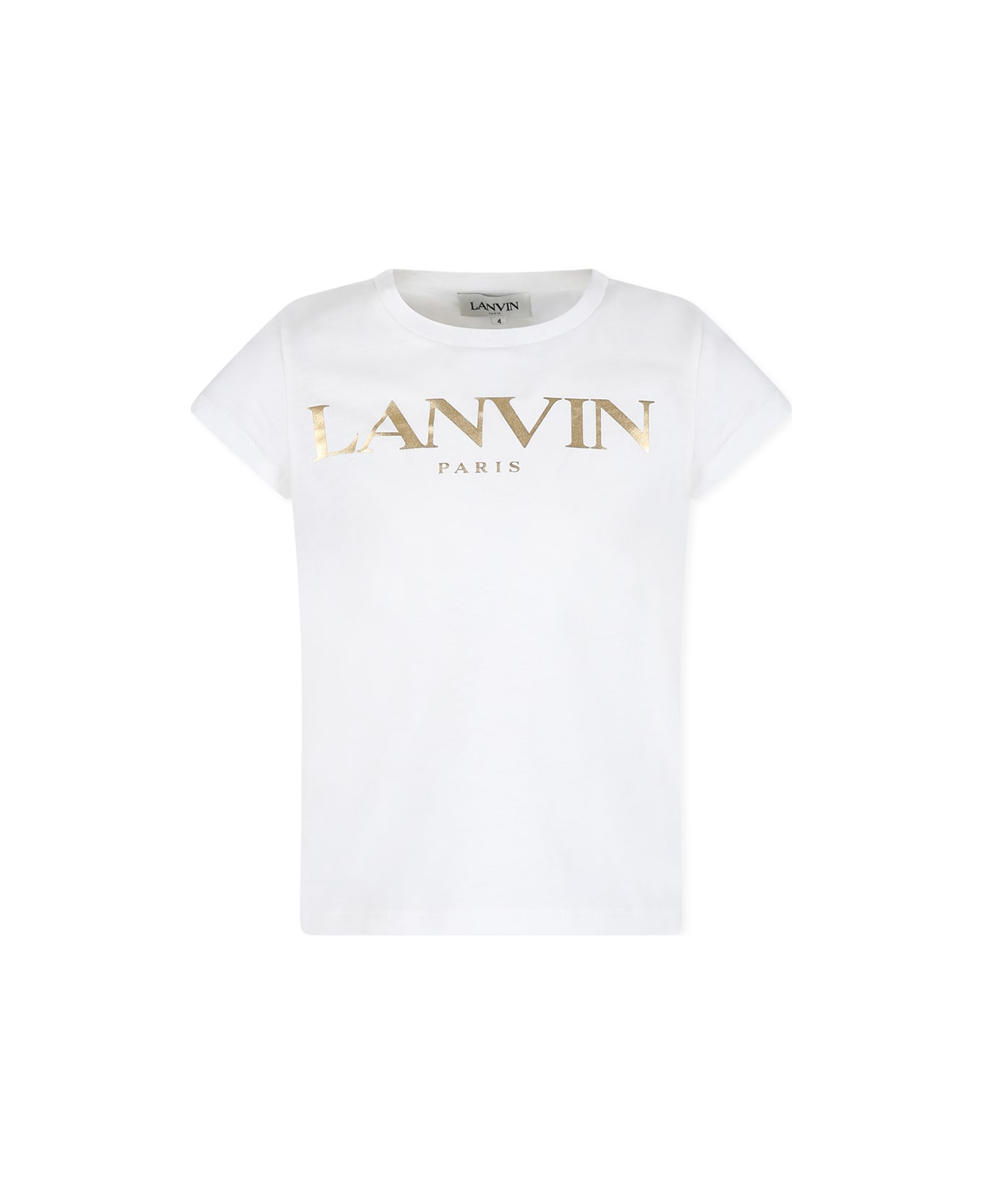 Lanvin White T-shirt For Girl With Logo - Bianco Sporco