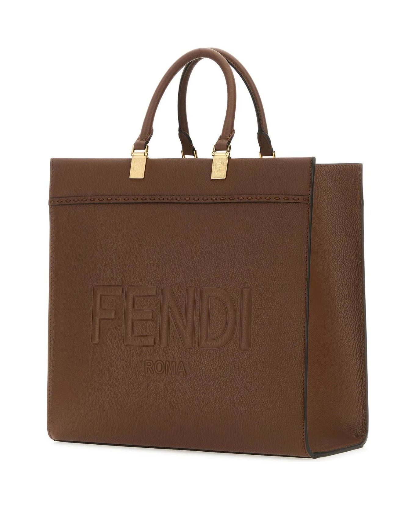 Fendi Brown Leather Medium Sunshine Shopping Bag - Gianduia Os トートバッグ