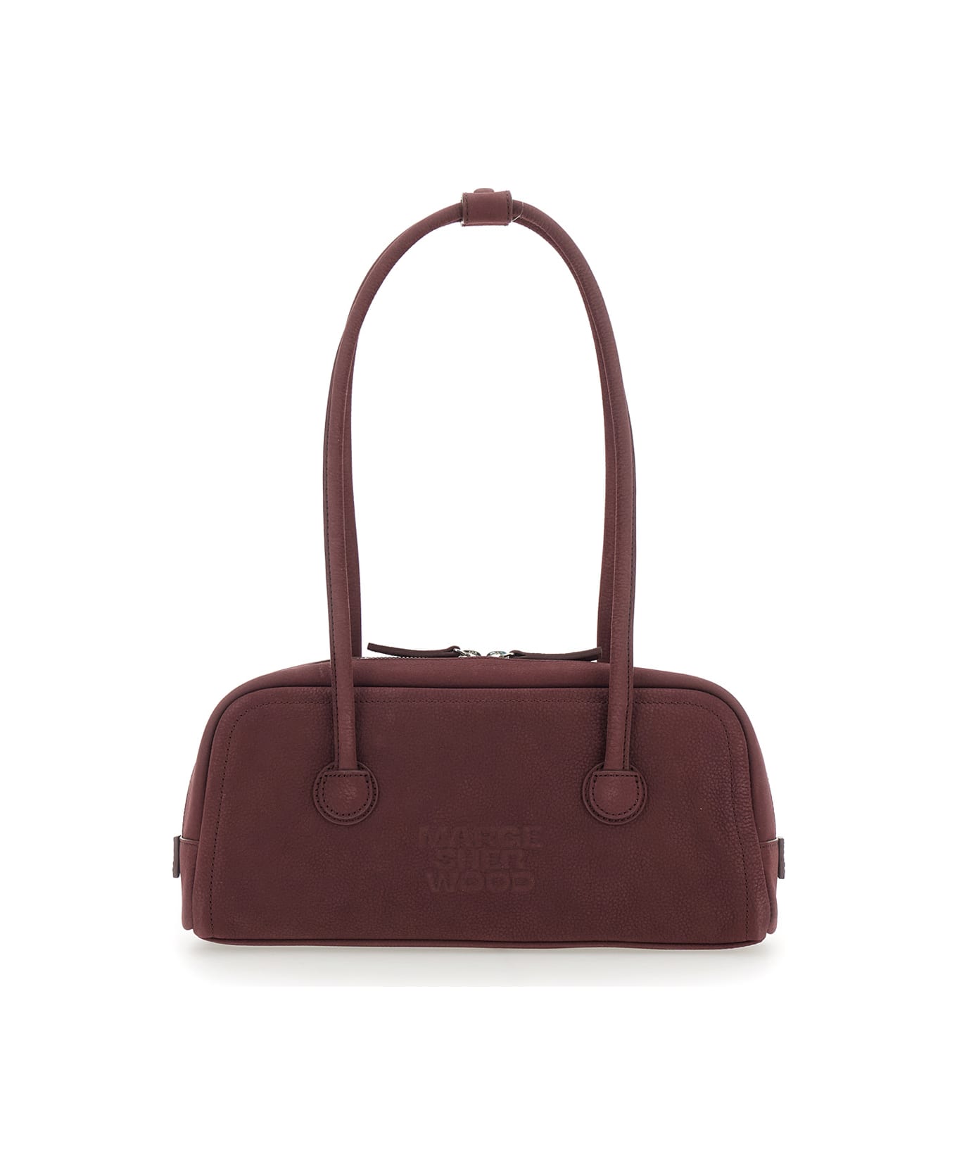 Marge Sherwood 
boston
 Bordeaux Shoulder Bag With Embossed Logo Lettering On The Front In Leather Woman - Bordeaux