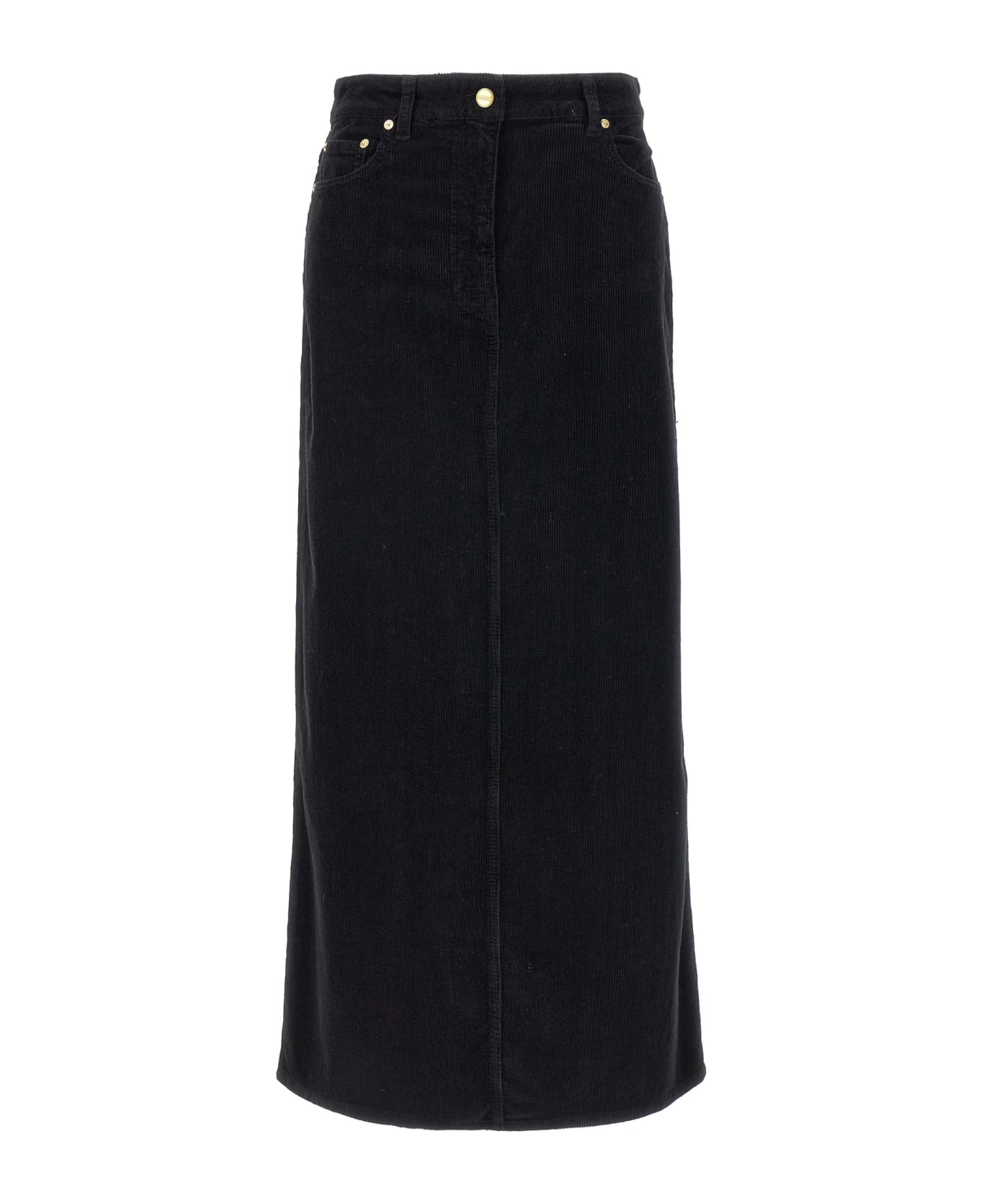 Ganni Long Velvet Ribbed Skirt - Black スカート
