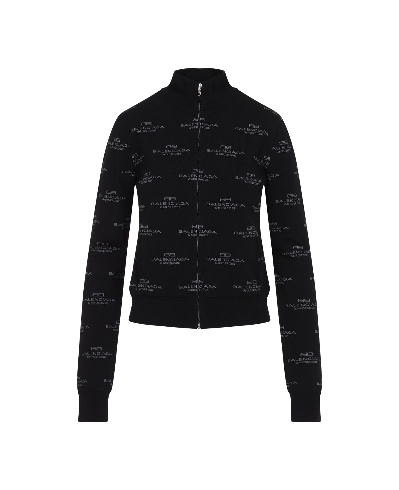 Balenciaga All-over Zip-up Cardigan - Black Grey
